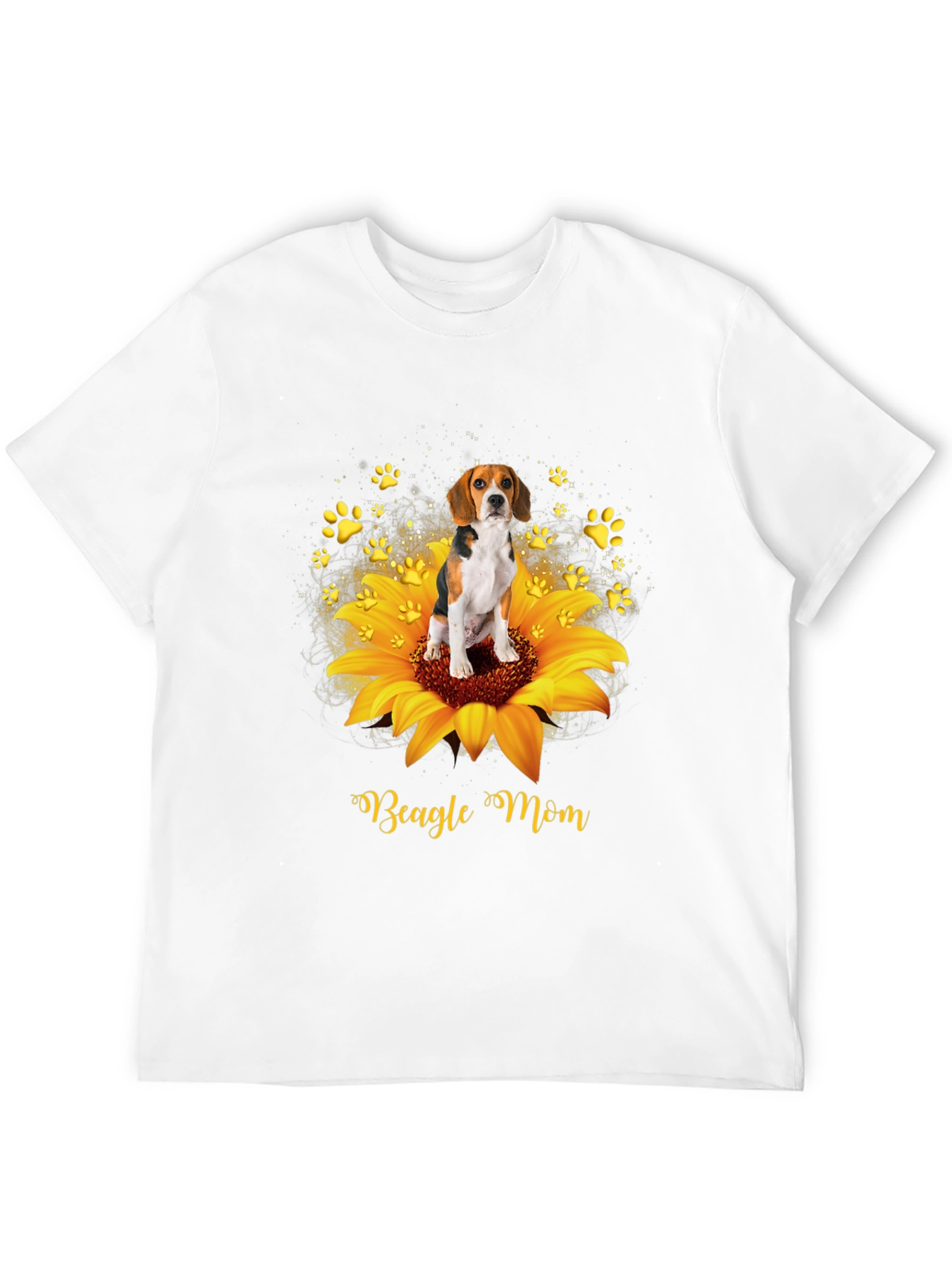 Beagle Mom Sunflower Graphic T-Shirt