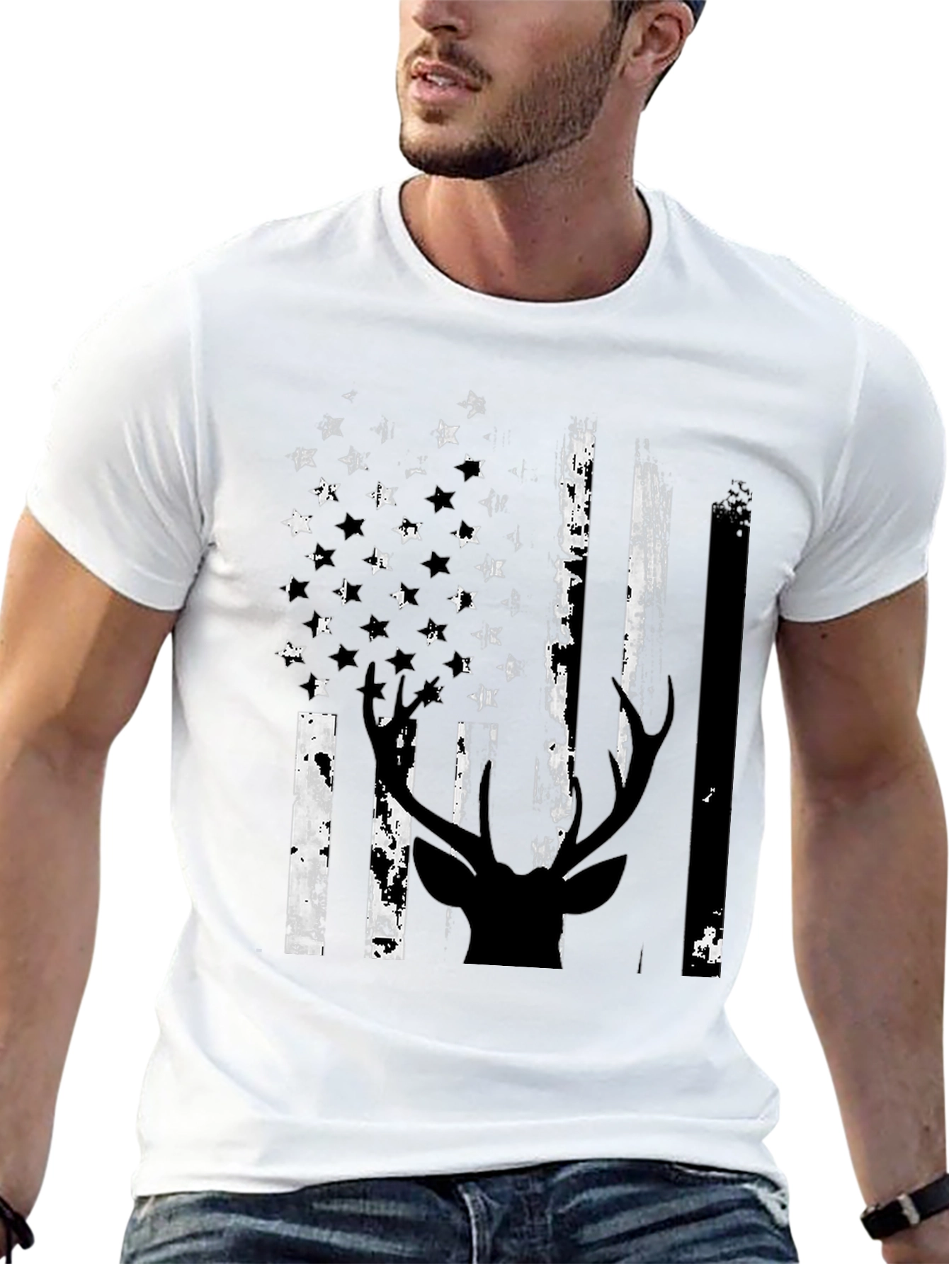 American Flag Deer Silhouette Graphic Tee