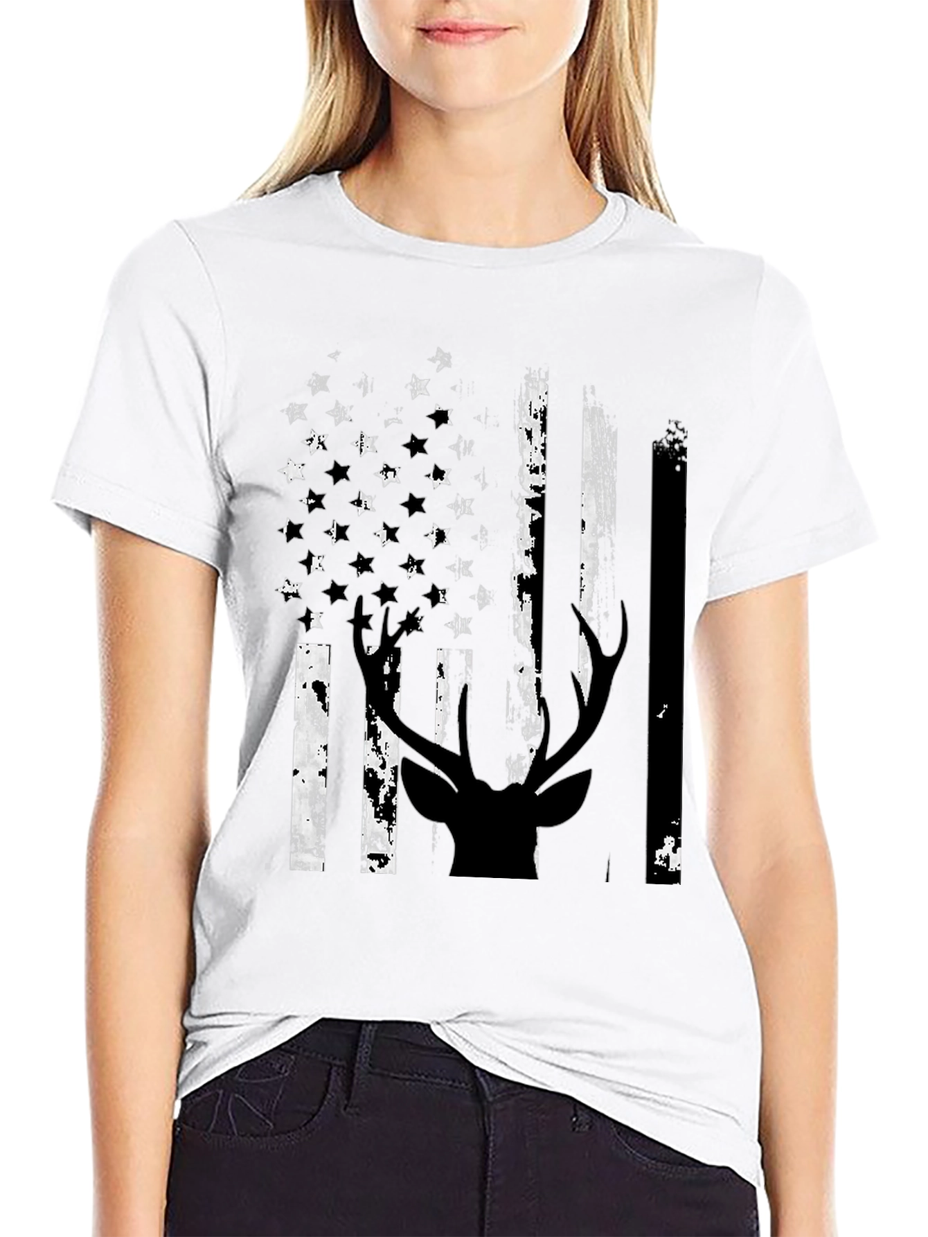 American Flag Deer Silhouette Graphic Tee