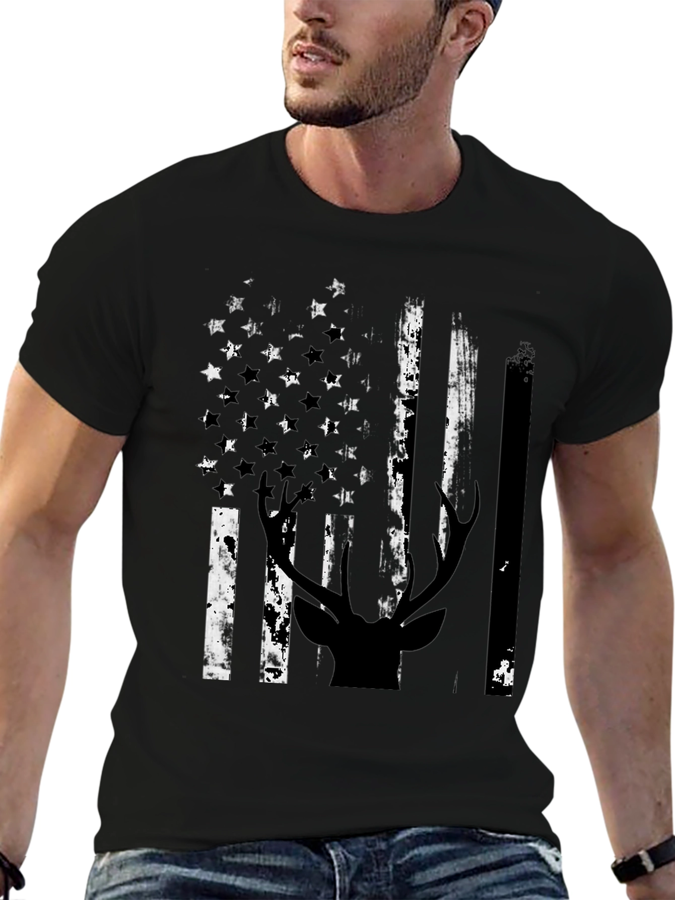American Flag Deer Silhouette Graphic Tee