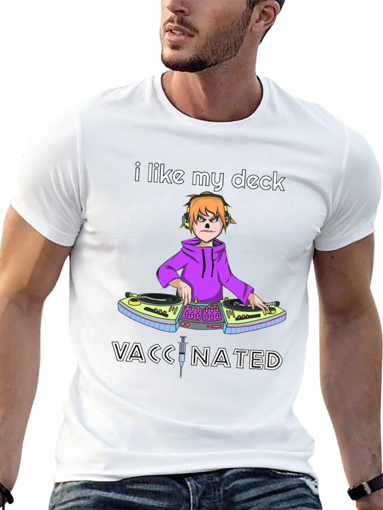 I Like My Deck Vaccinated Black T-Shirt