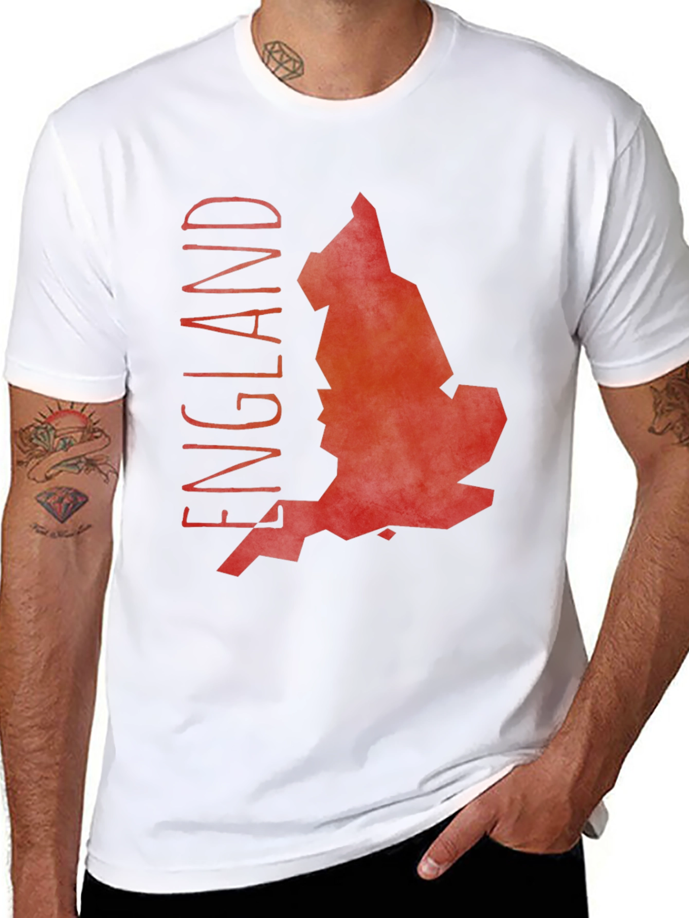 England Map Graphic Tee - Black Cotton T-Shirt