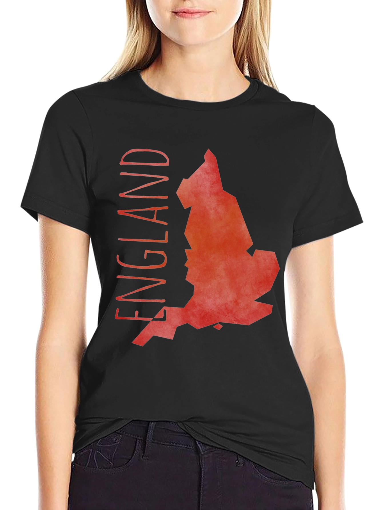 England Map Graphic Tee - Black Cotton T-Shirt