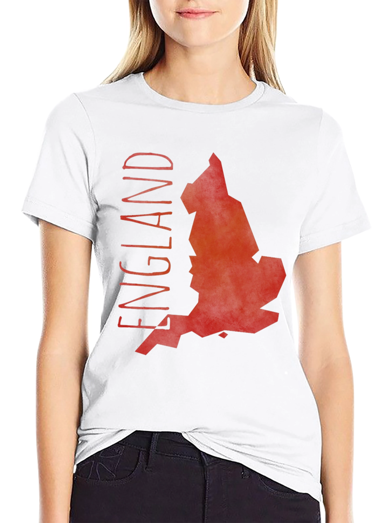 England Map Graphic Tee - Black Cotton T-Shirt