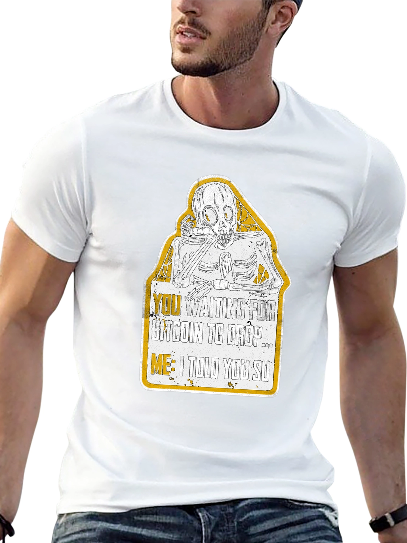 Bitcoin Drop Skeleton Graphic T-Shirt
