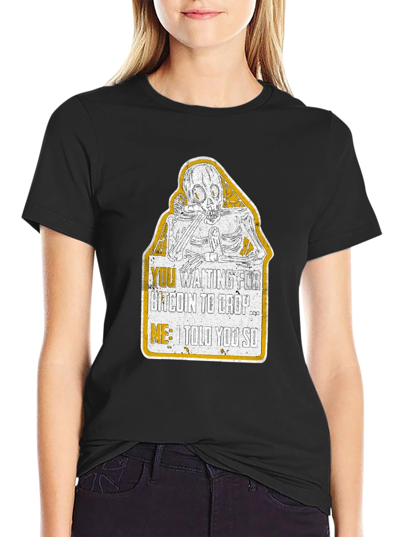 Bitcoin Drop Skeleton Graphic T-Shirt