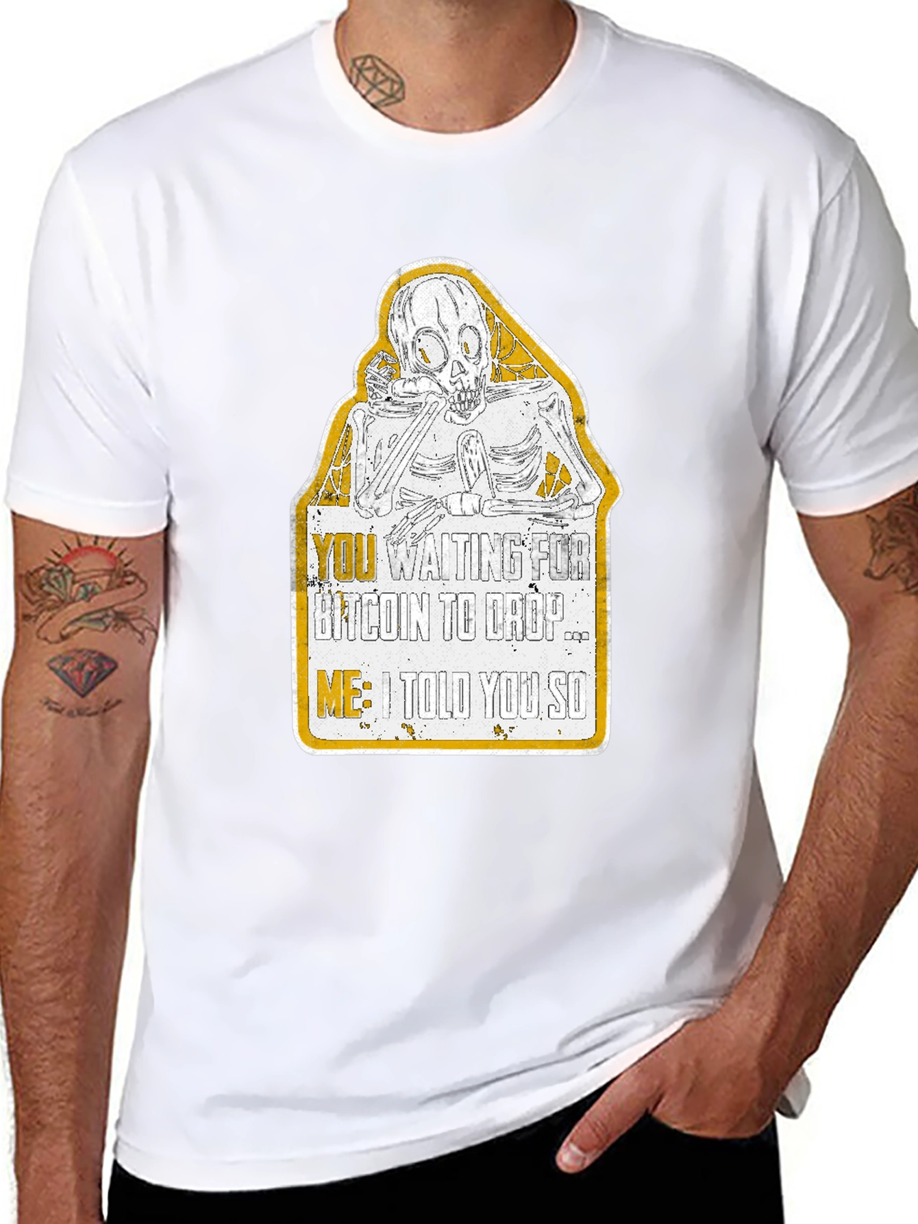Bitcoin Drop Skeleton Graphic T-Shirt