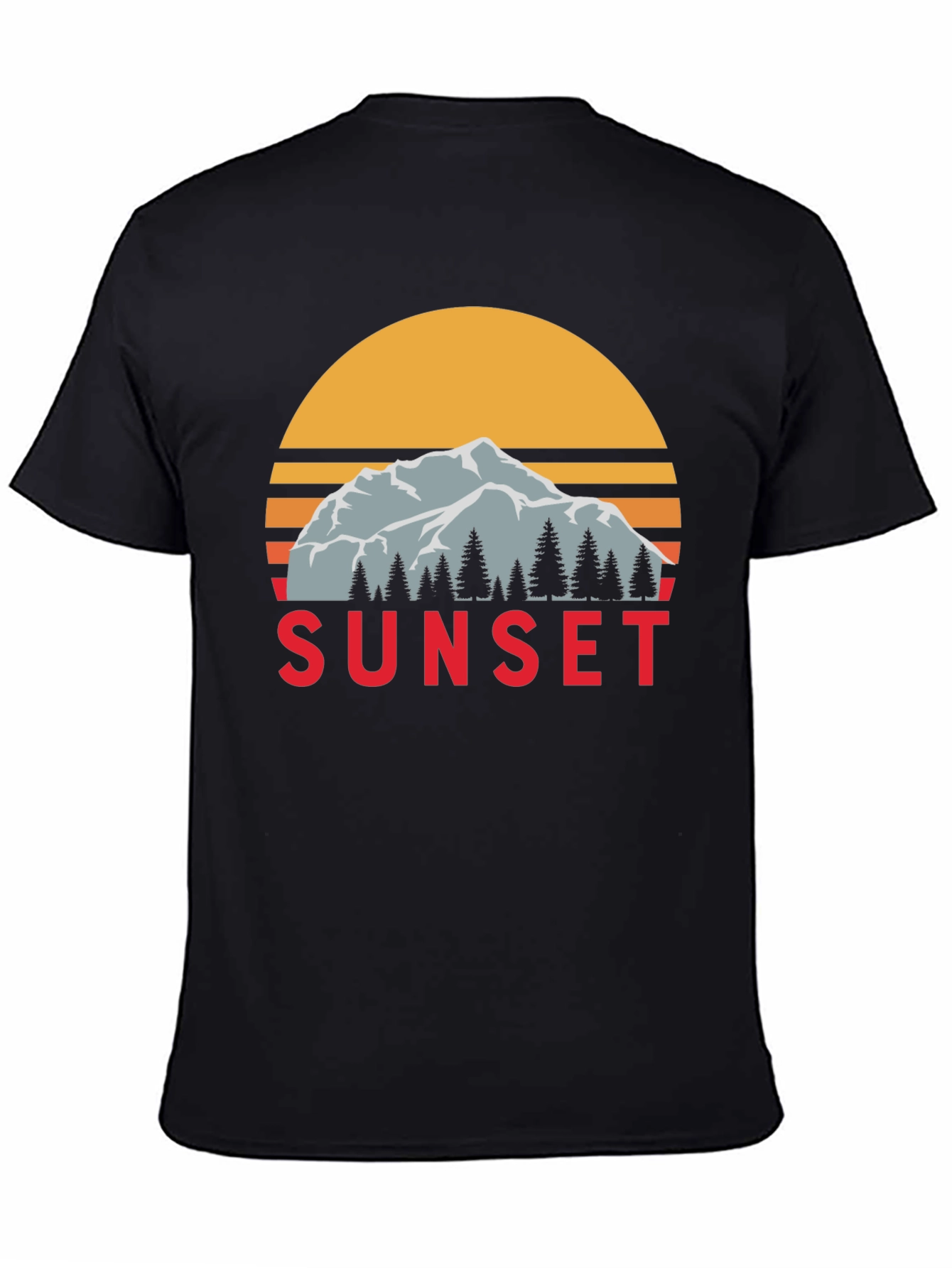 Sunset Mountain Graphic Tee - Retro Style