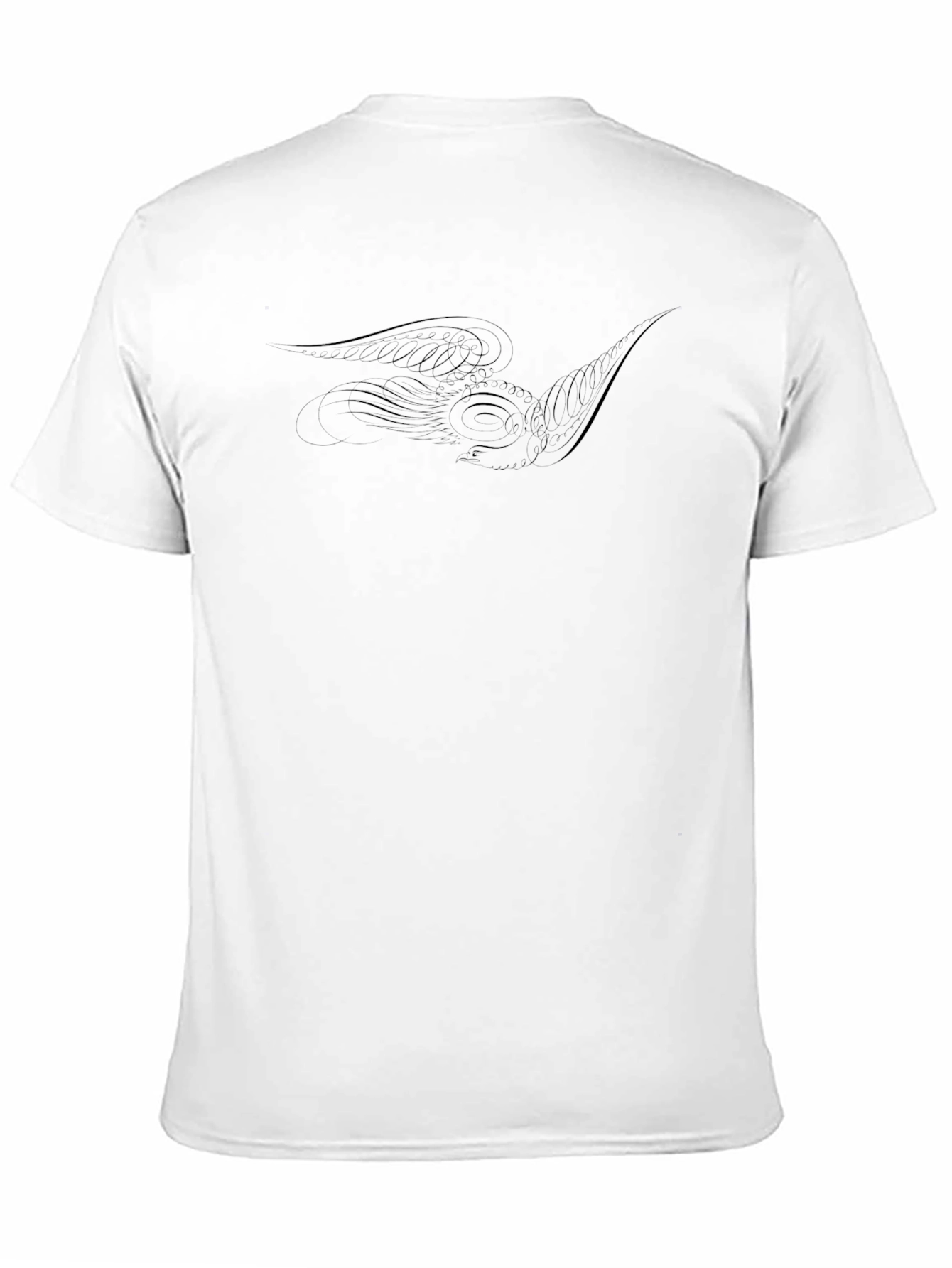 Black Graphic Tee - Abstract Wing Design