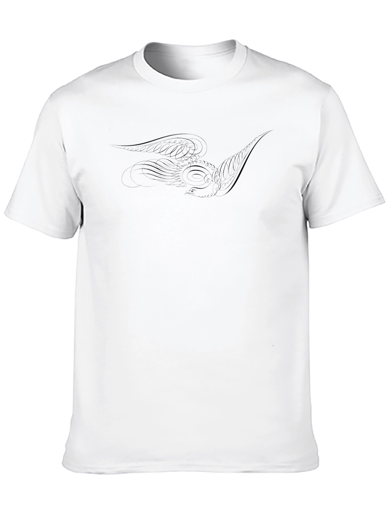 Black Graphic Tee - Abstract Wing Design