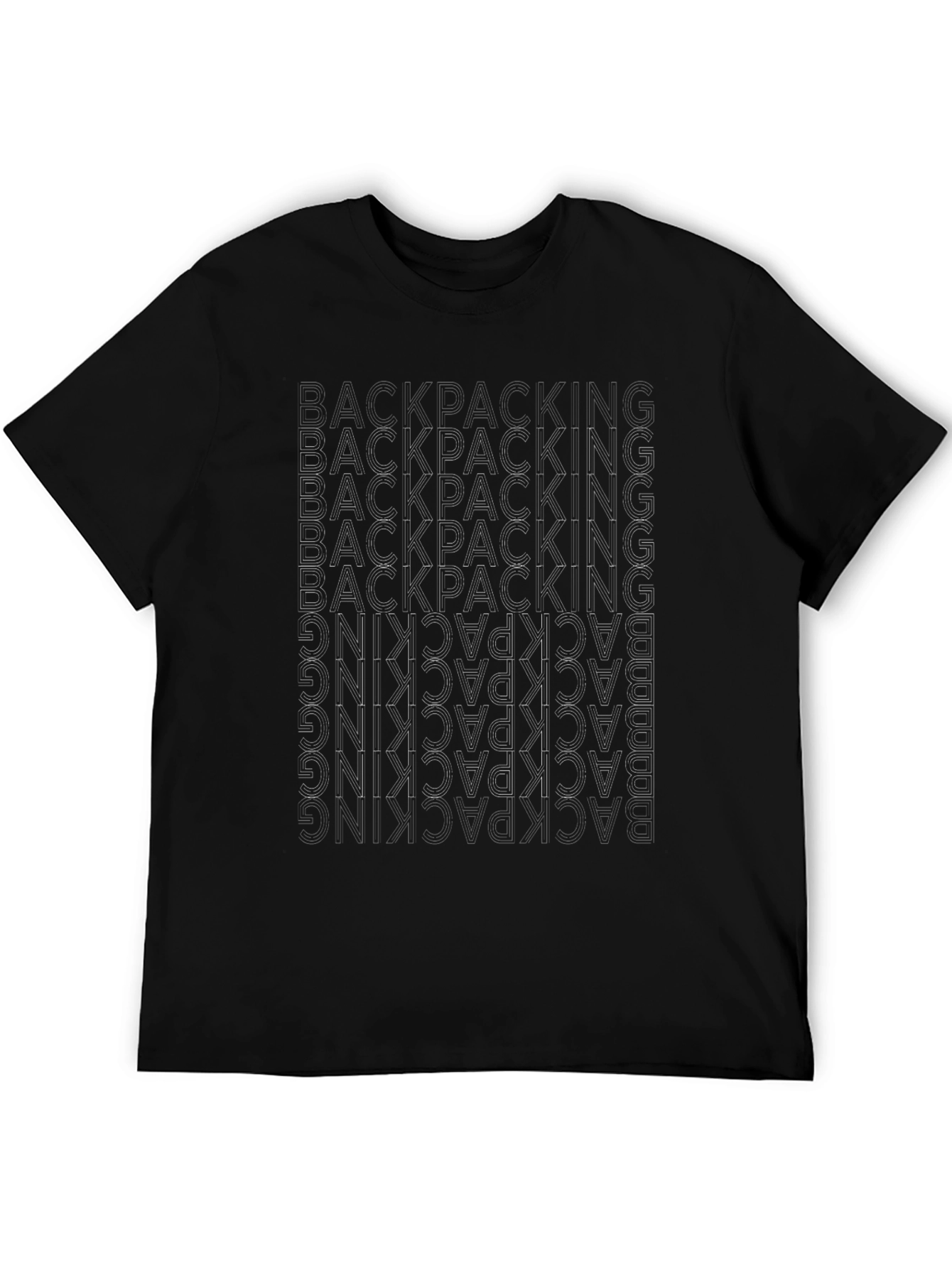 Backpacking Text Design Black T-Shirt