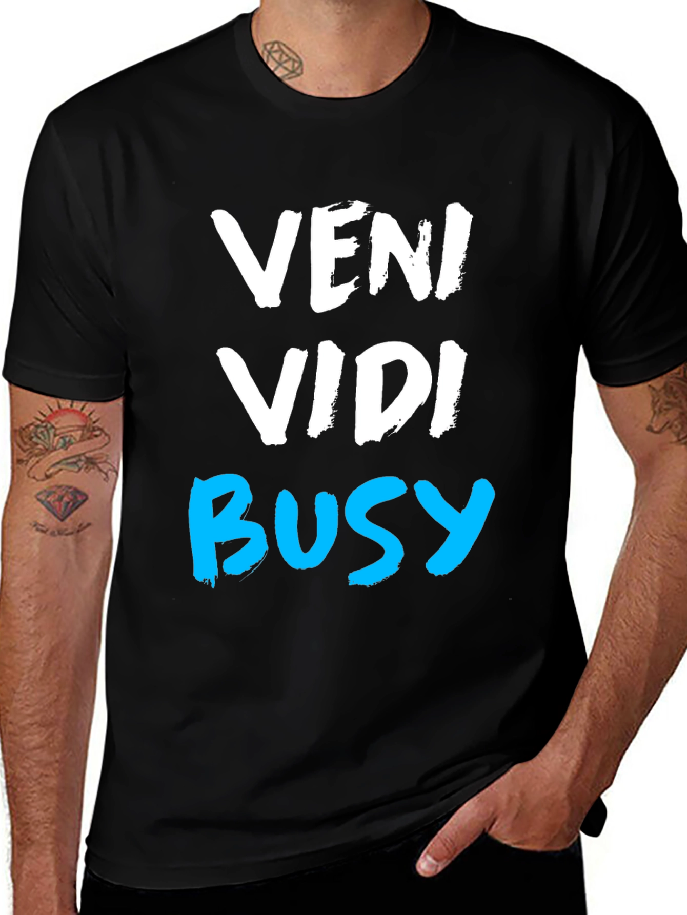 Veni Vidi Busy Graphic Tee - Black Casual T-Shirt