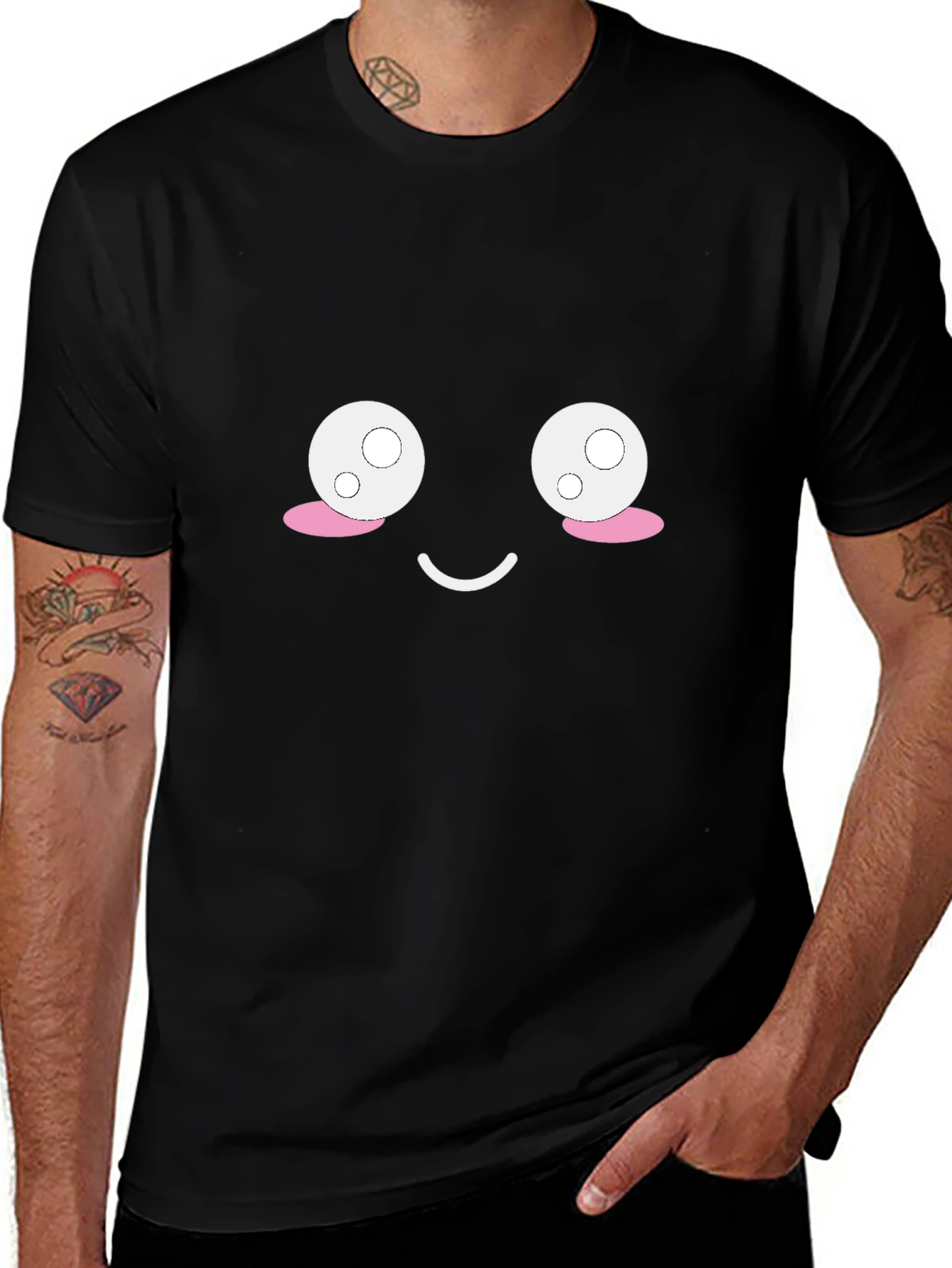 Cute Face Black T-Shirt - Express Yourself!