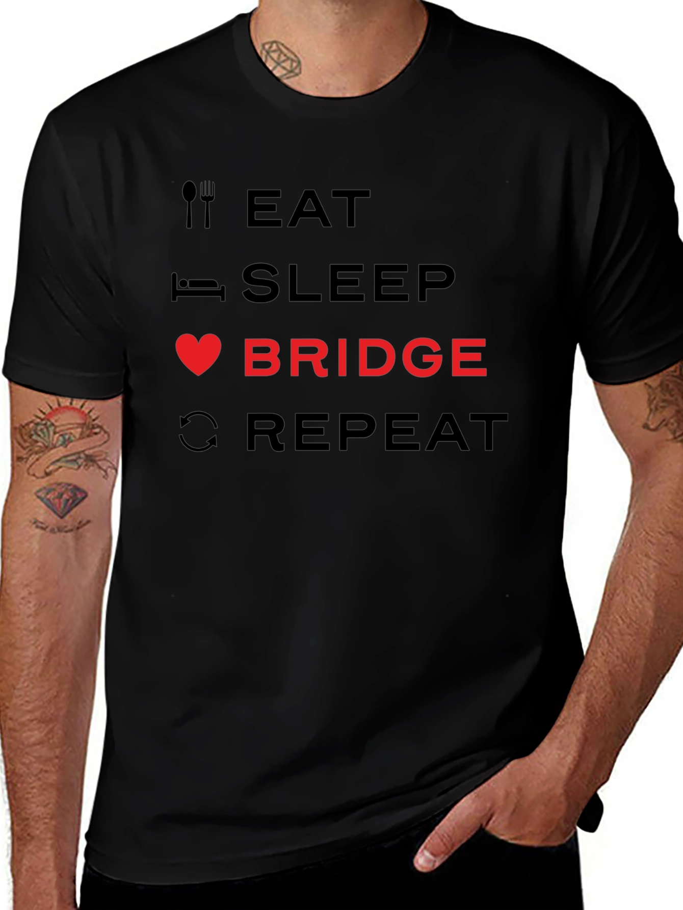 Eat Sleep Bridge Repeat T-Shirt - Bridge Player Gift