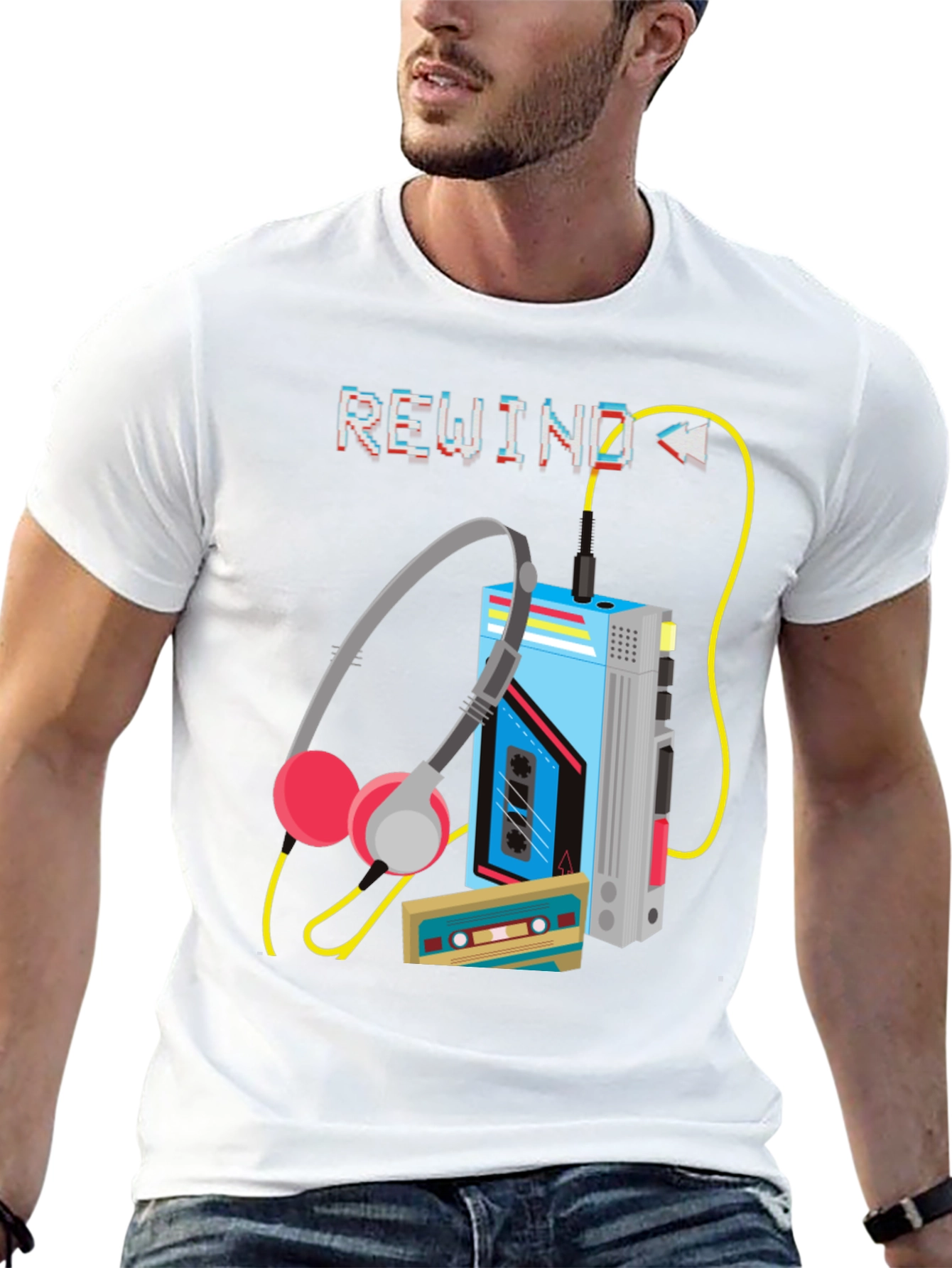 Rewind Cassette Player Graphic T-Shirt