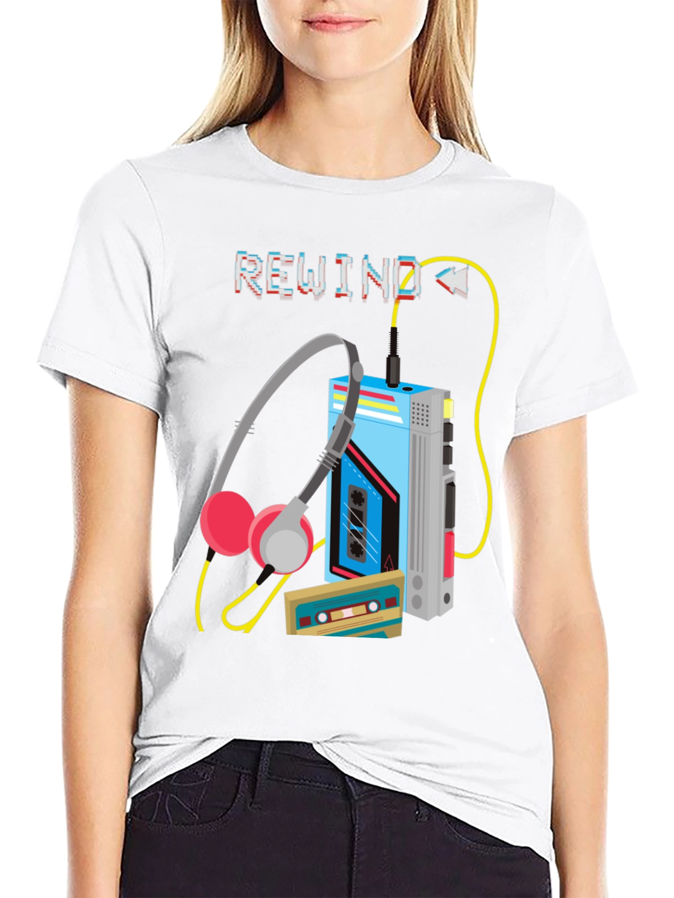 Rewind Cassette Player Graphic T-Shirt