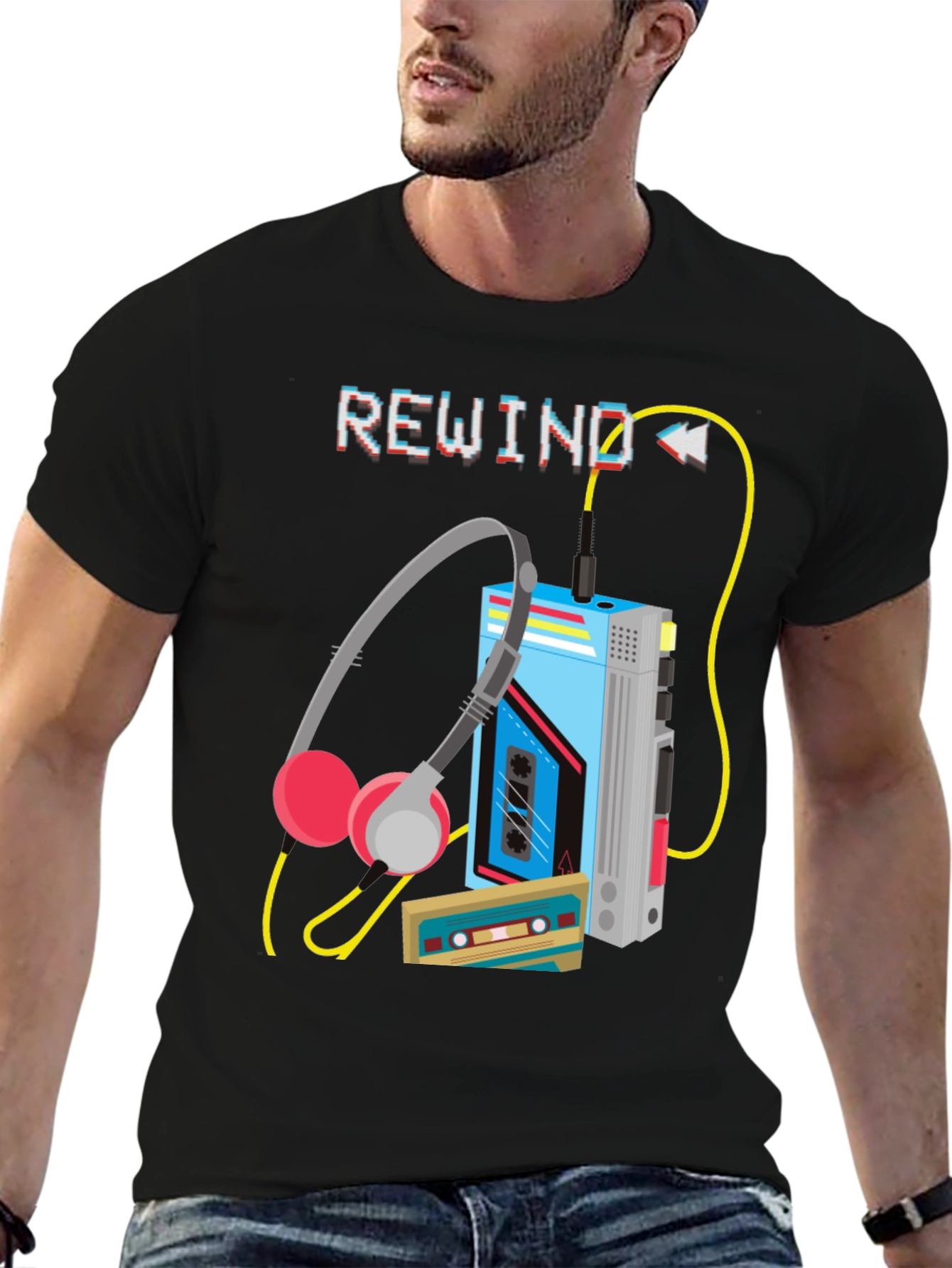 Rewind Cassette Player Graphic T-Shirt