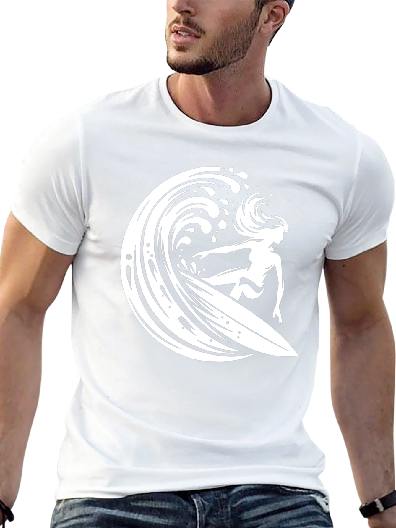 Surfer Girl Wave T-Shirt - Black