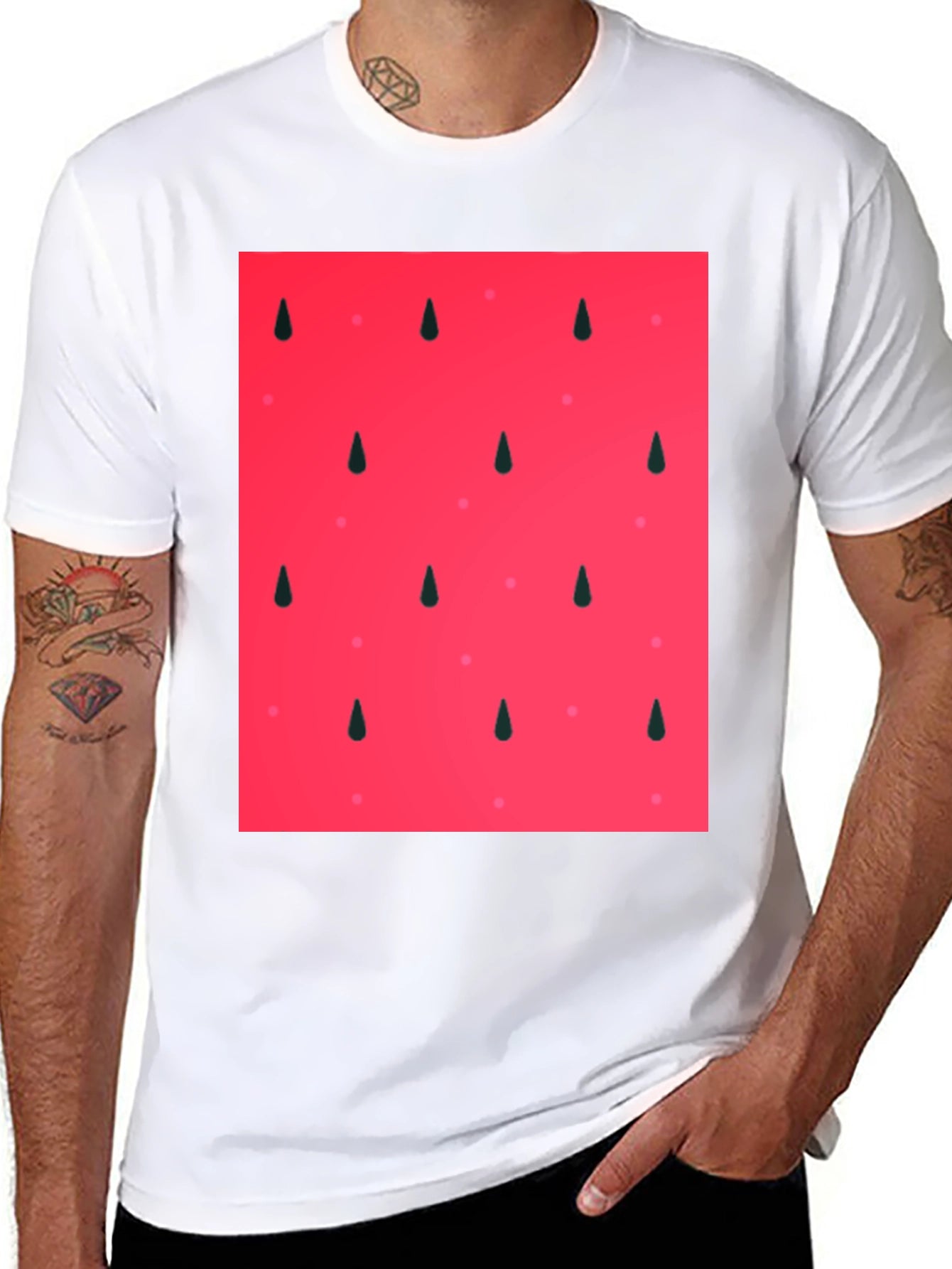 Cool Watermelon Pattern Black T-Shirt