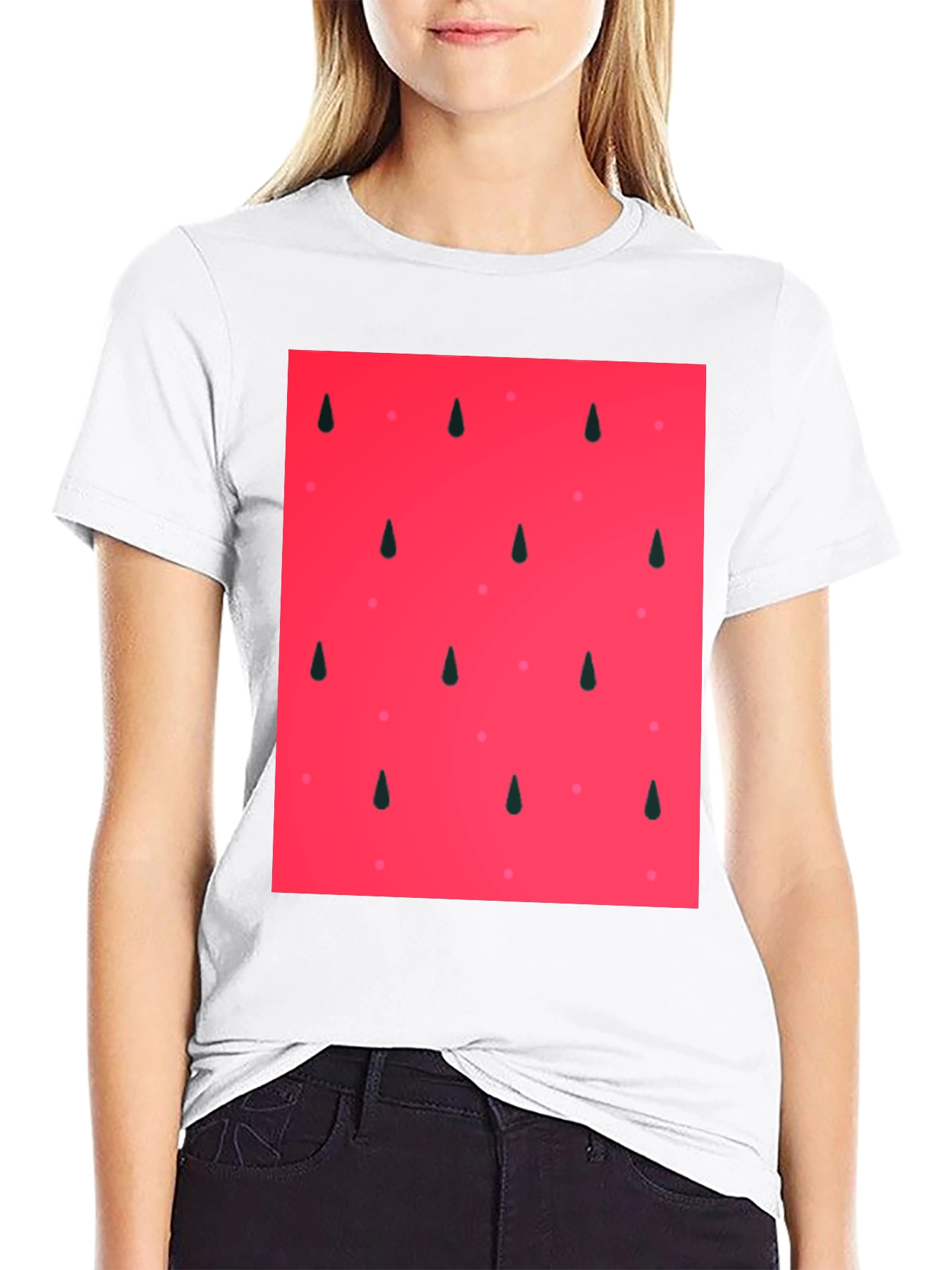 Cool Watermelon Pattern Black T-Shirt