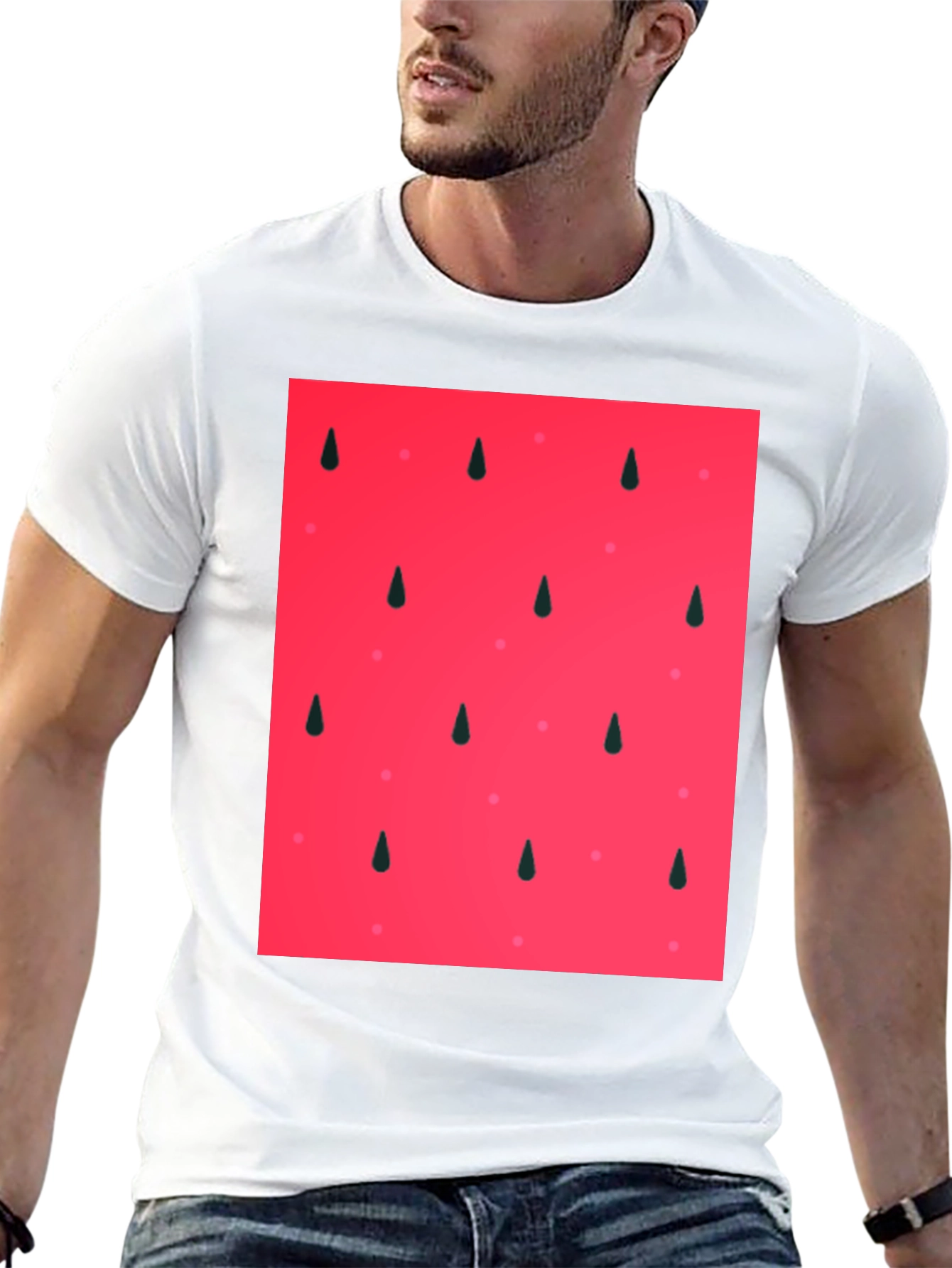 Cool Watermelon Pattern Black T-Shirt