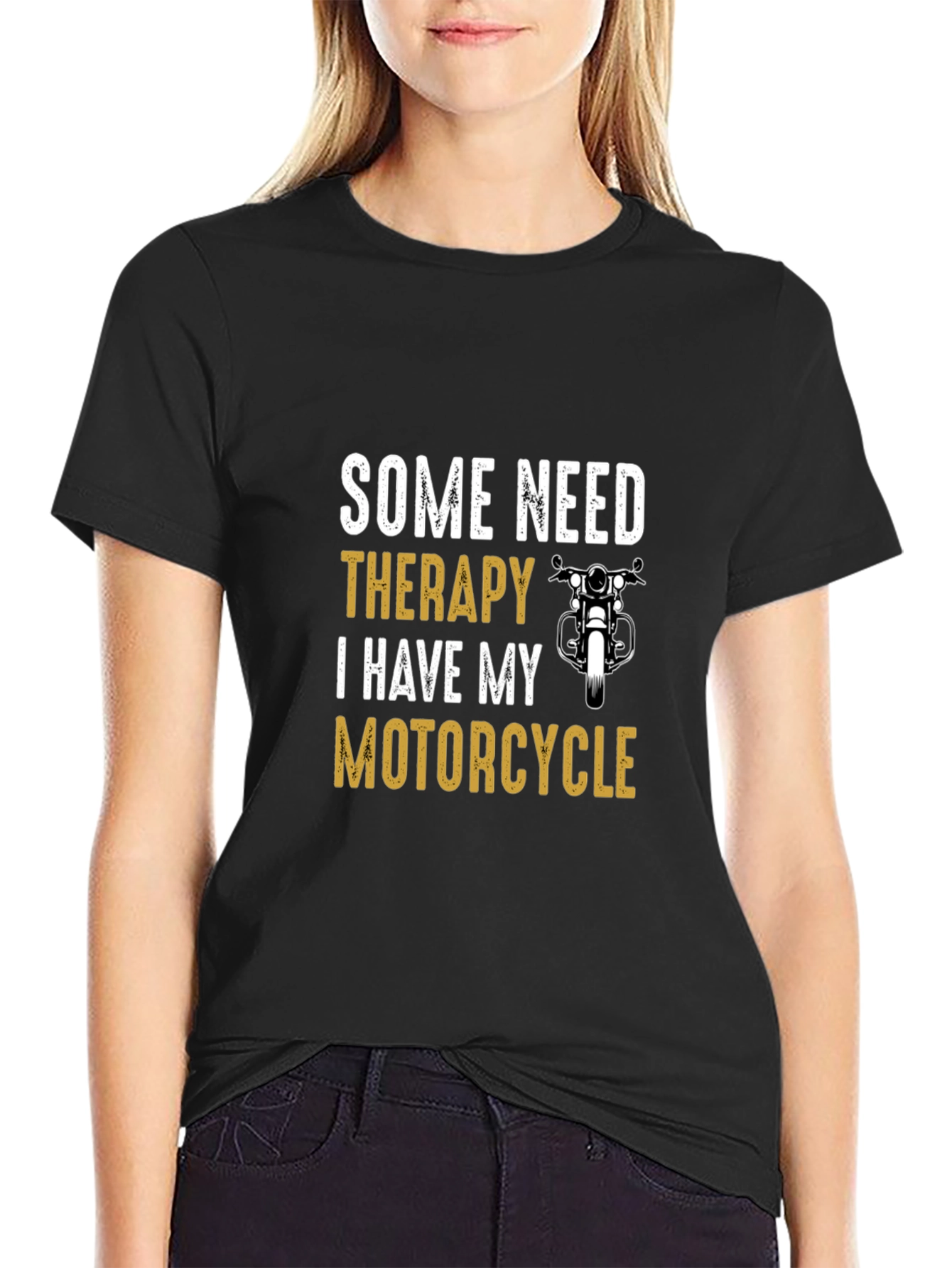 Motorcycle Therapy Graphic T-Shirt - Black Cotton Tee