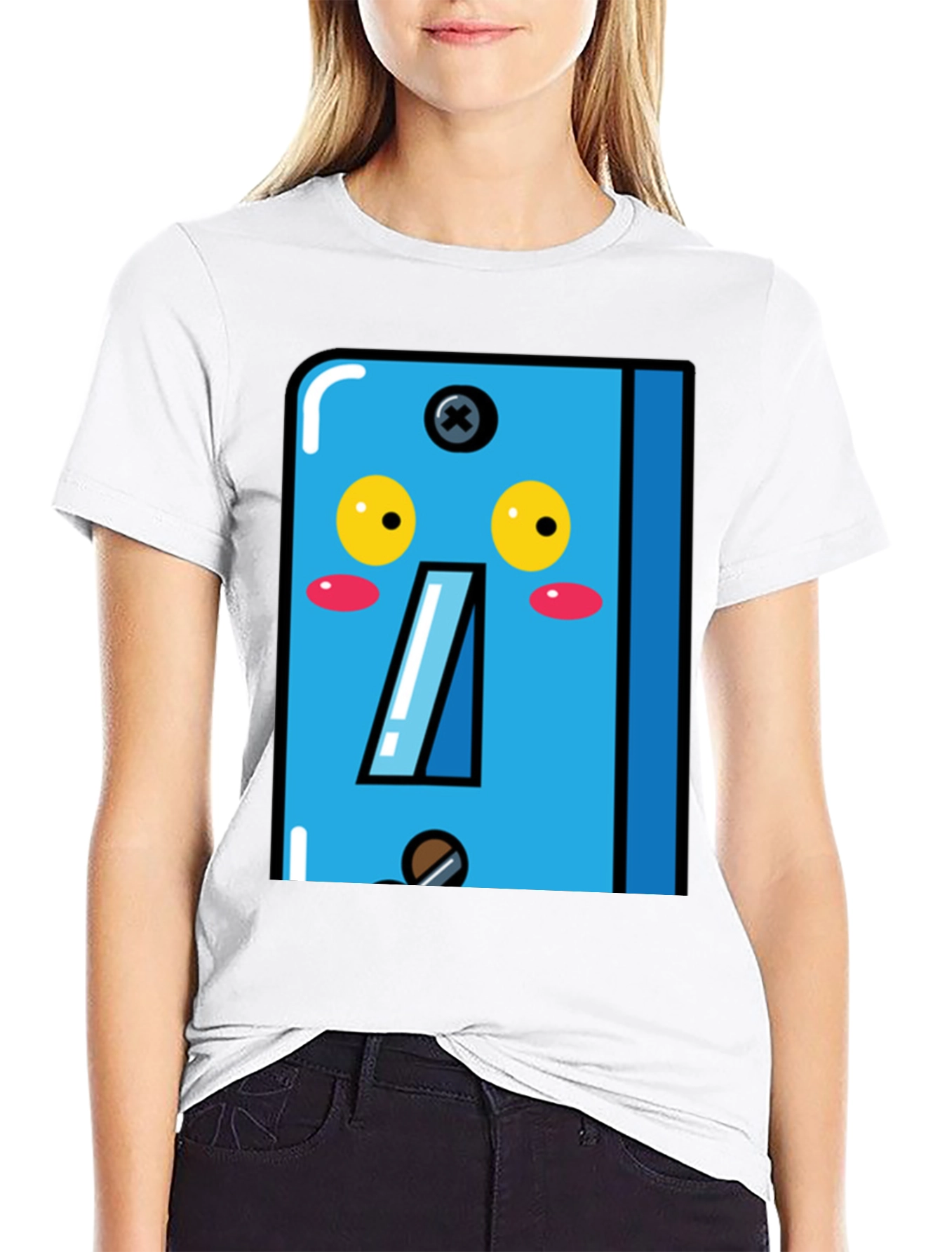 Cute Light Switch Cartoon Graphic T-Shirt