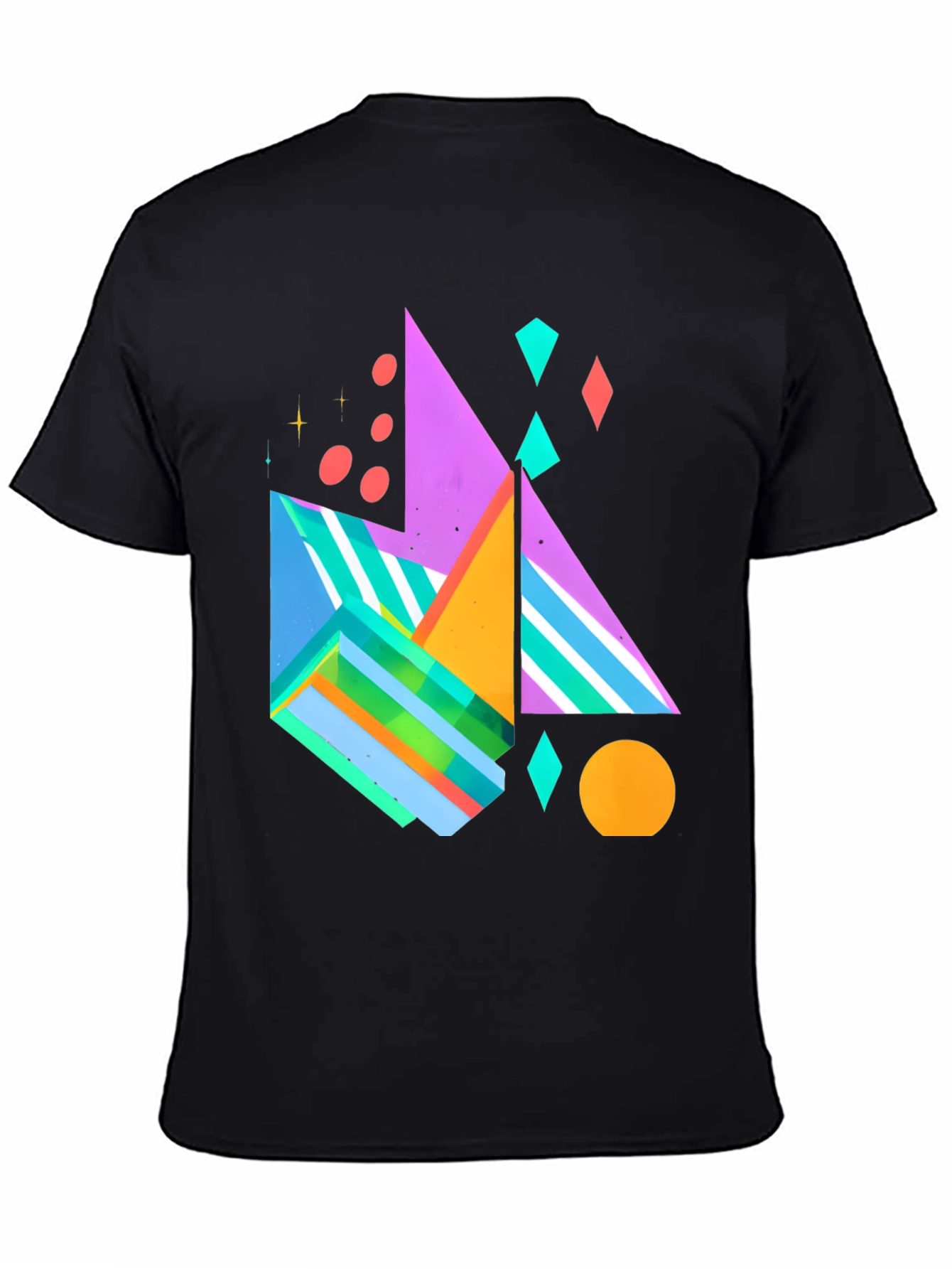 Geometric Pattern Black Graphic Tee