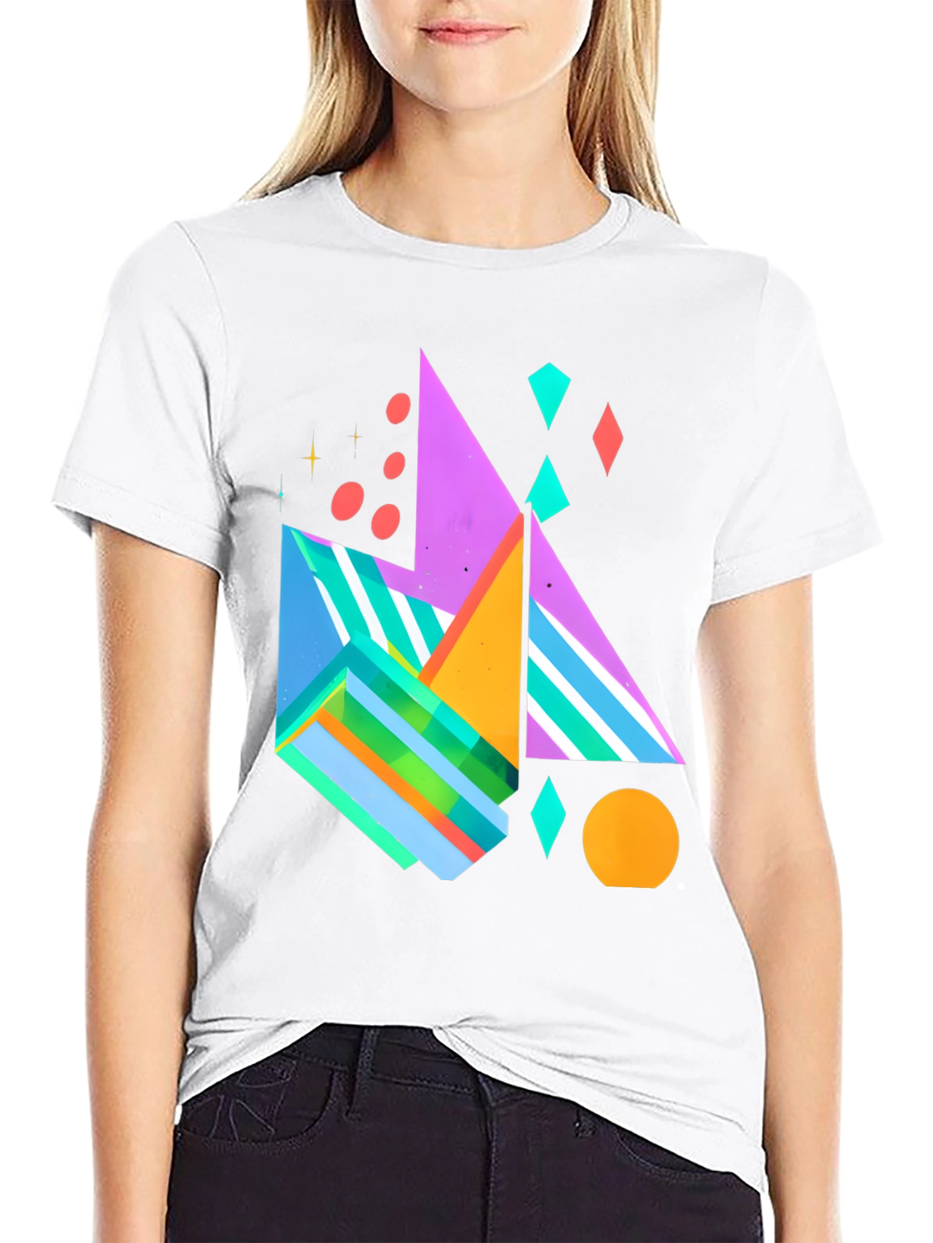 Geometric Pattern Black Graphic Tee