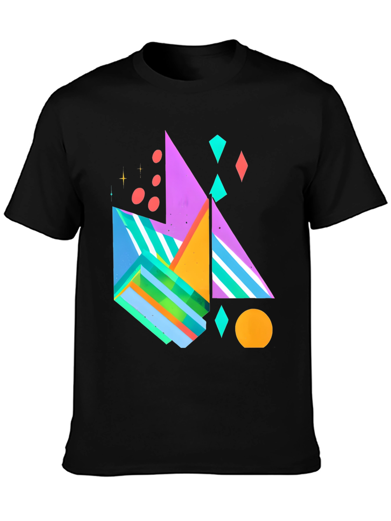 Geometric Pattern Black Graphic Tee