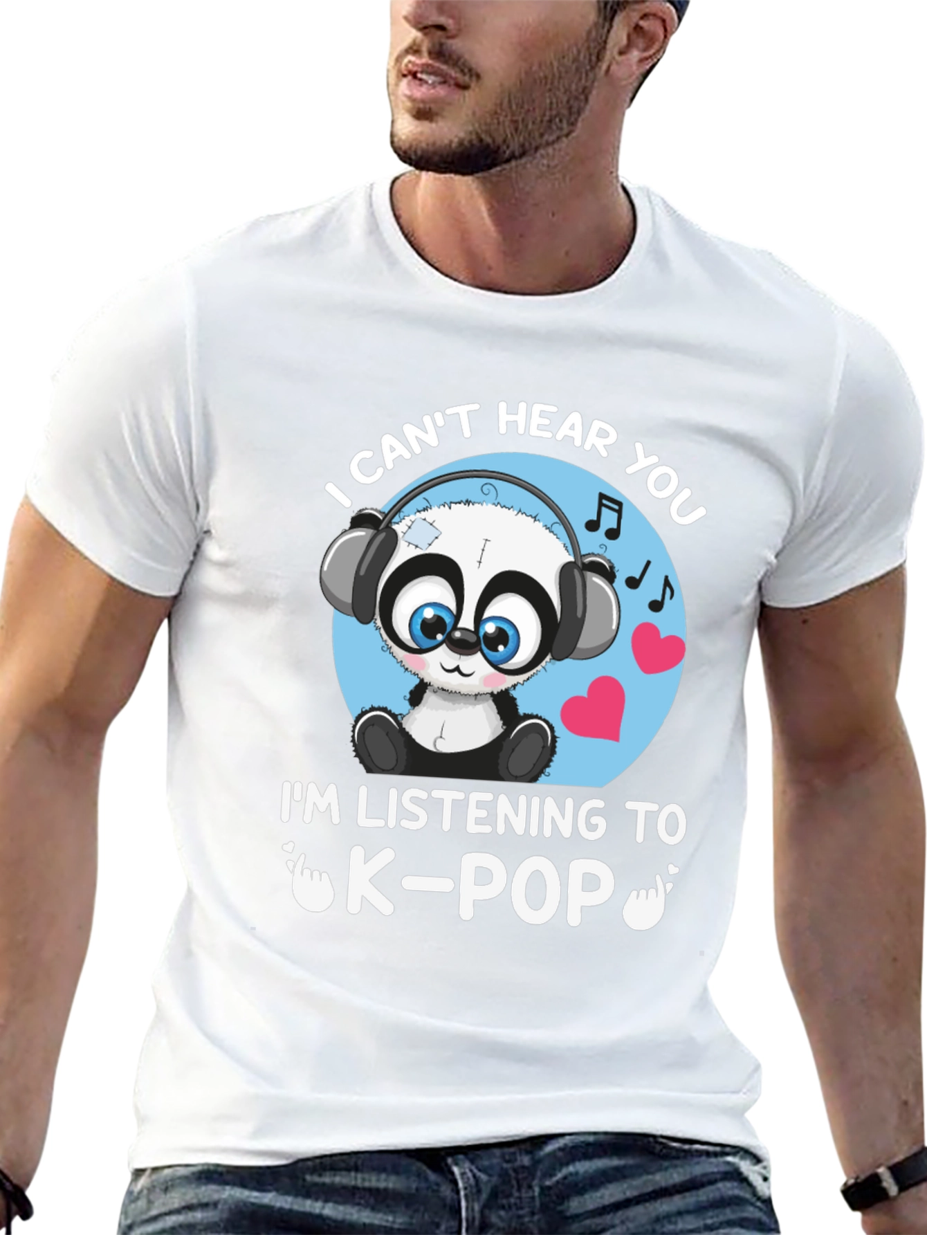I Cant Hear You K-Pop Panda Graphic Tee