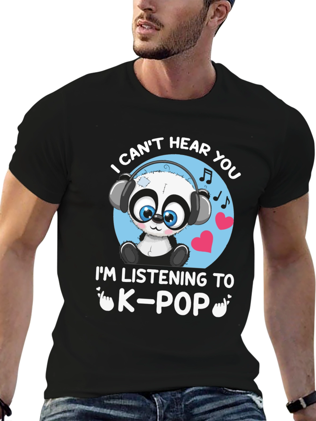 I Cant Hear You K-Pop Panda Graphic Tee