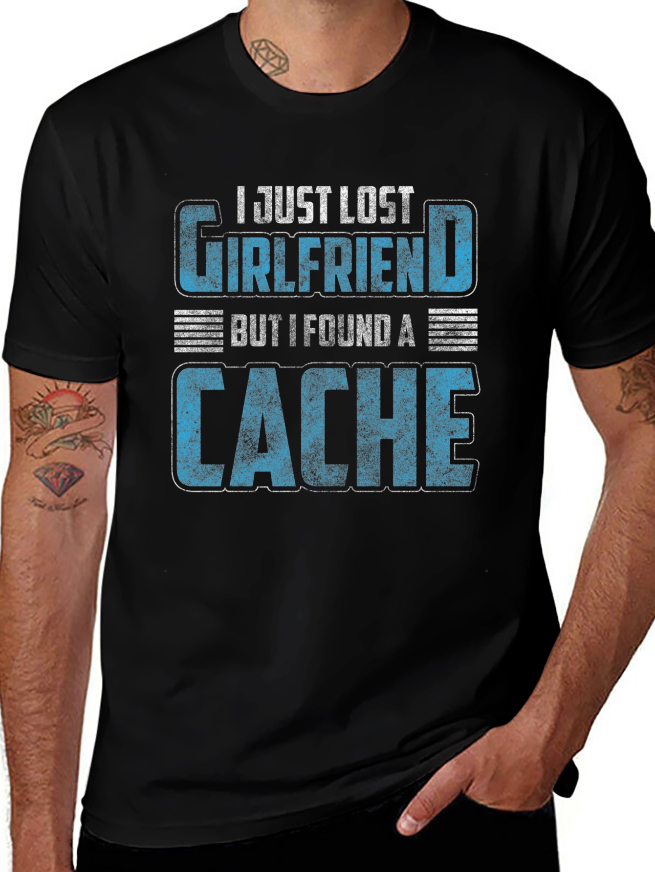 Geocaching T-Shirt - Lost Girlfriend Found a Cache