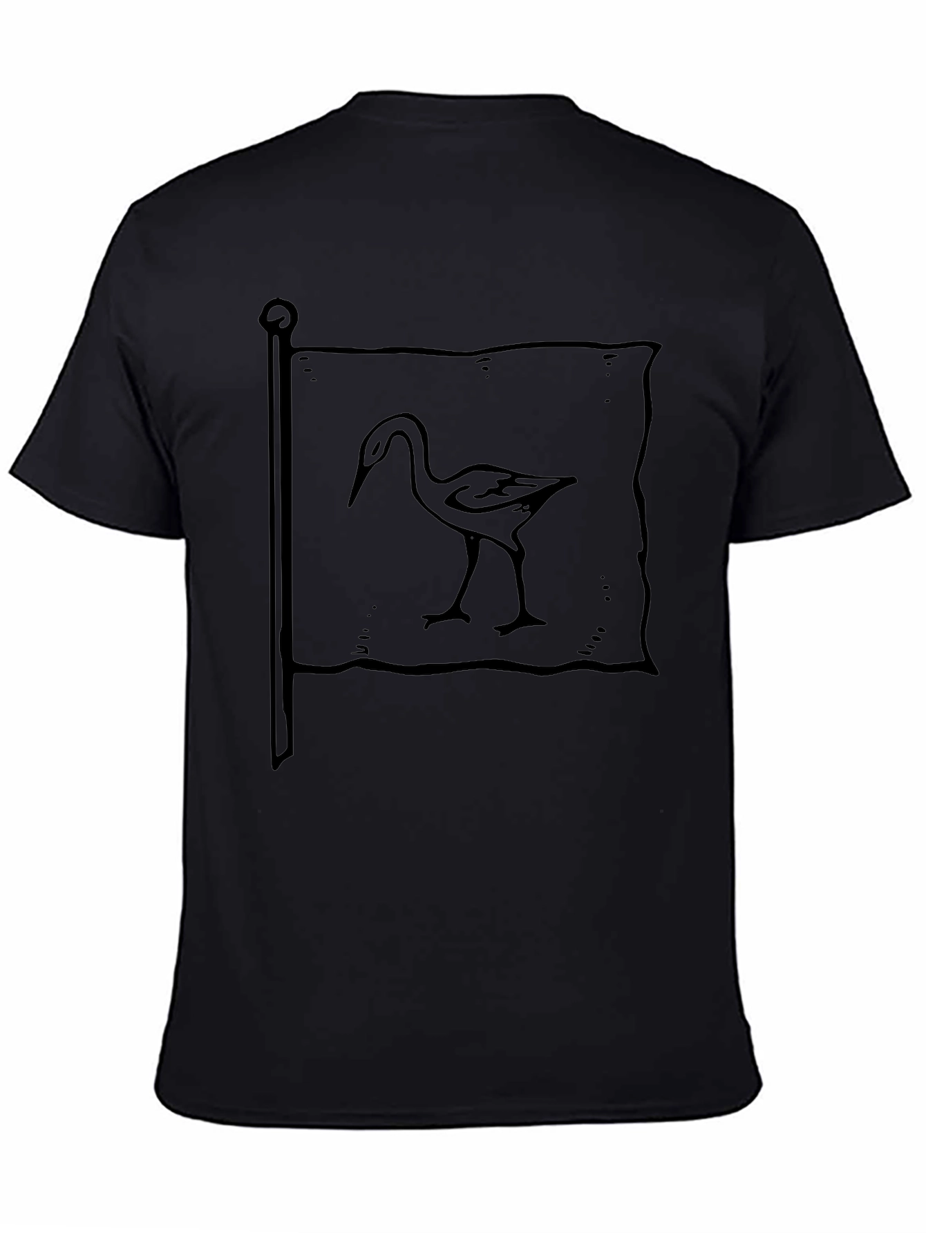 Black T-Shirt with Heron Flag Graphic