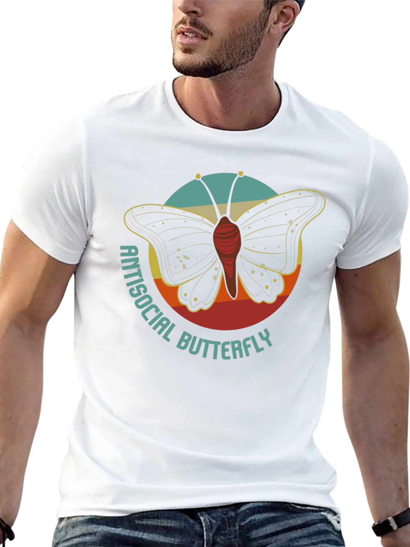 Antisocial Butterfly Graphic Tee - Retro Style