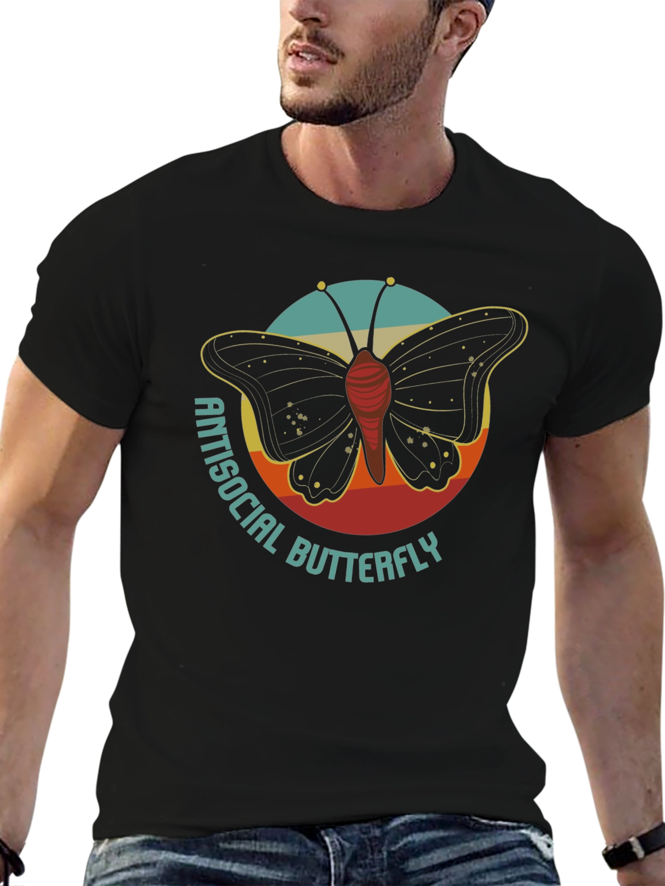 Antisocial Butterfly Graphic Tee - Retro Style