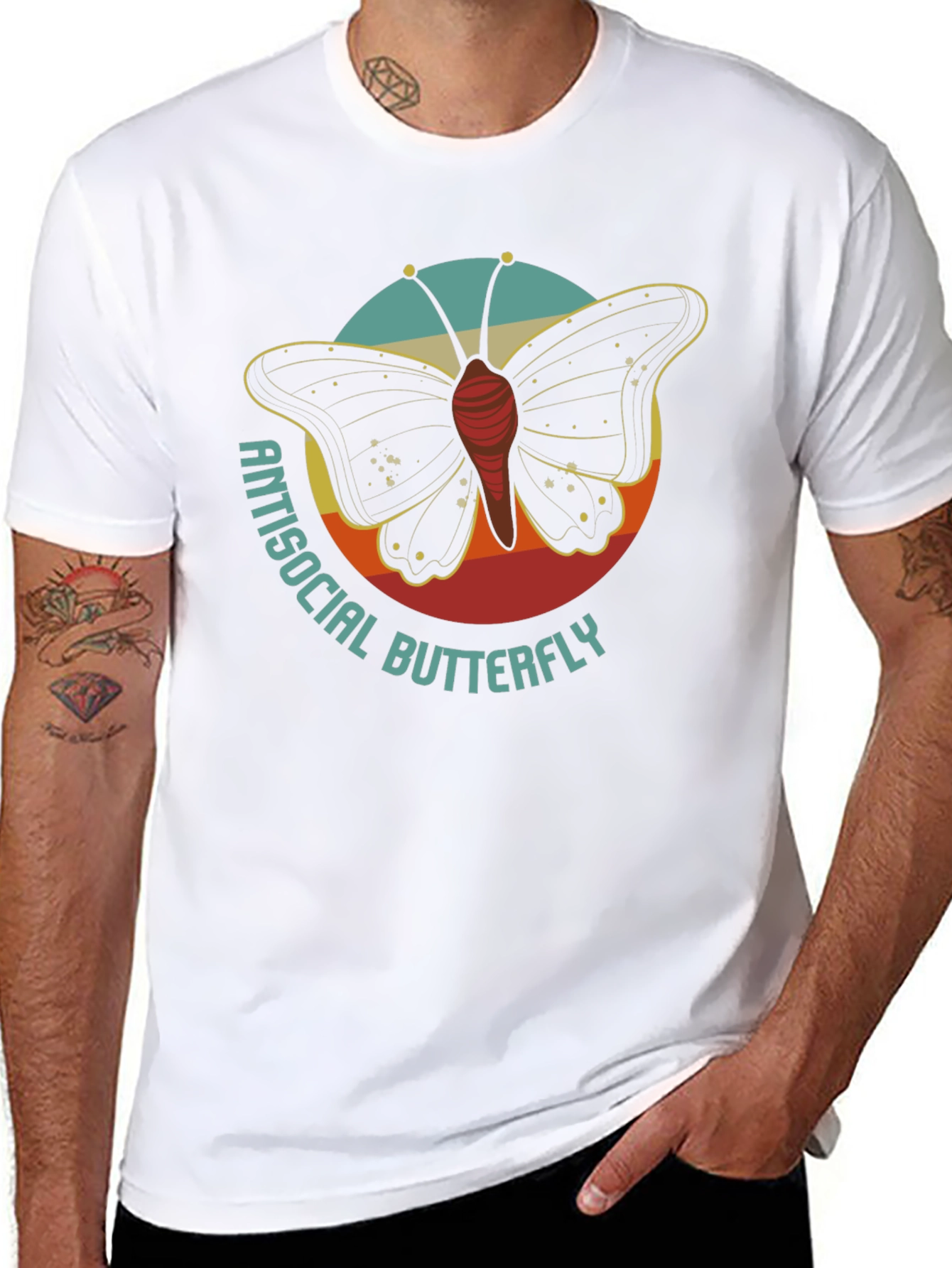 Antisocial Butterfly Graphic Tee - Retro Style