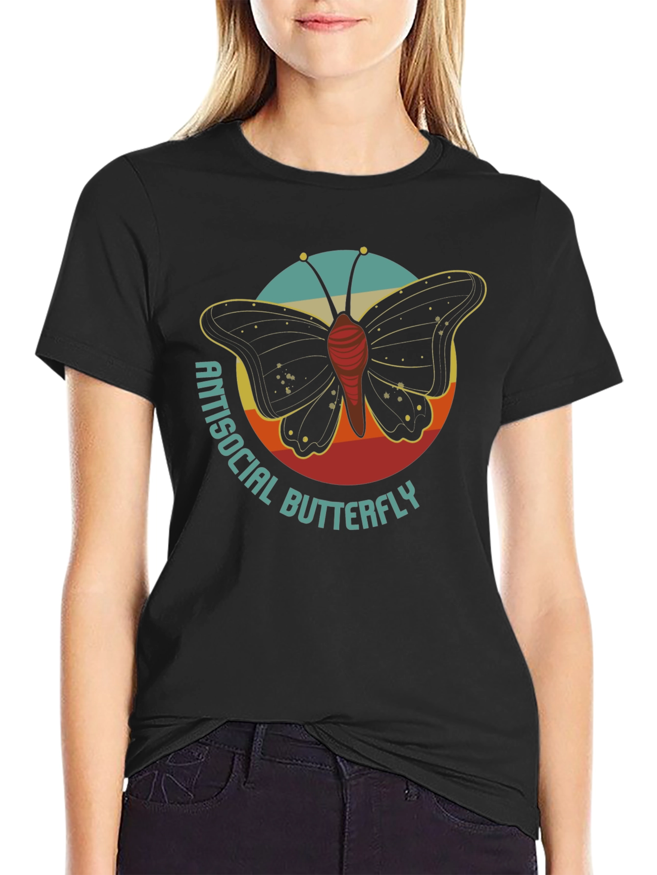 Antisocial Butterfly Graphic Tee - Retro Style