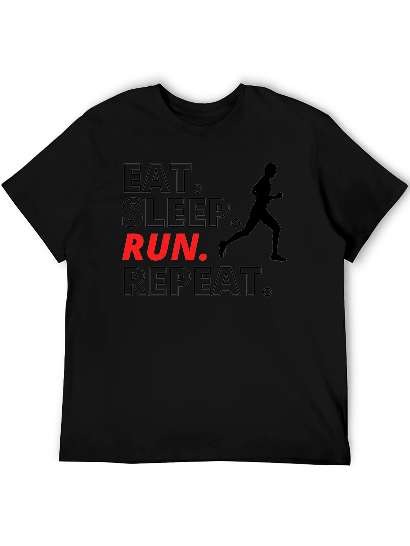 Eat Sleep Run Repeat Black Graphic T-Shirt
