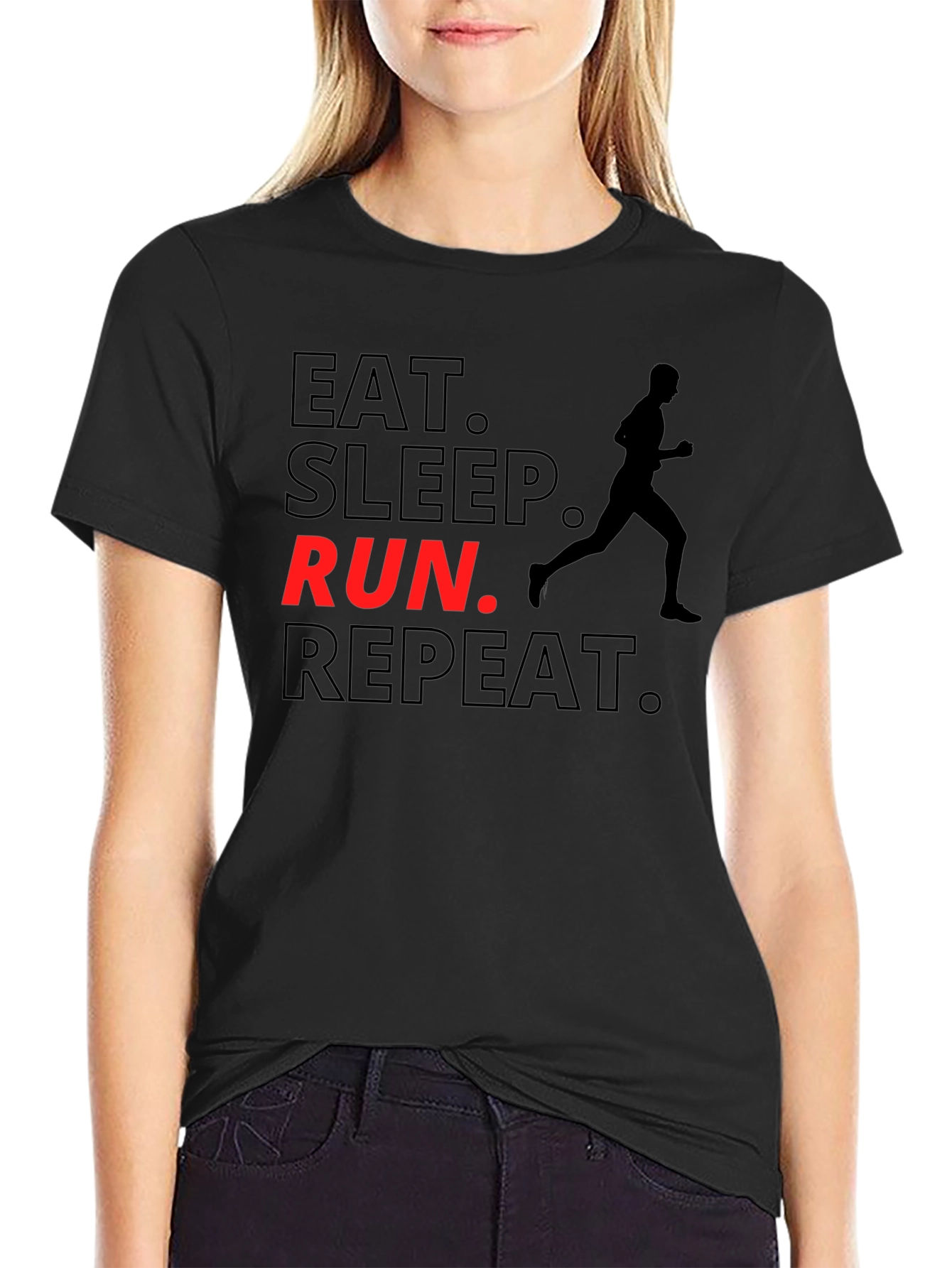Eat Sleep Run Repeat Black Graphic T-Shirt