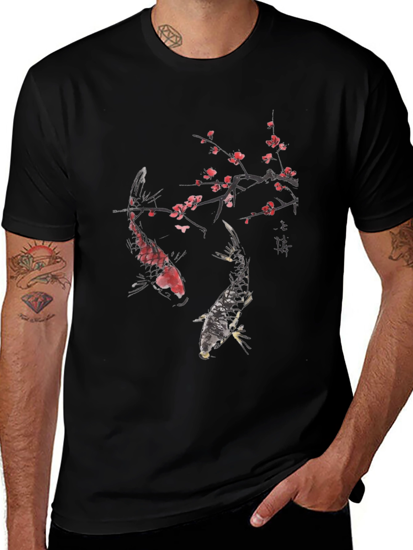 Koi Fish & Cherry Blossom Graphic Tee