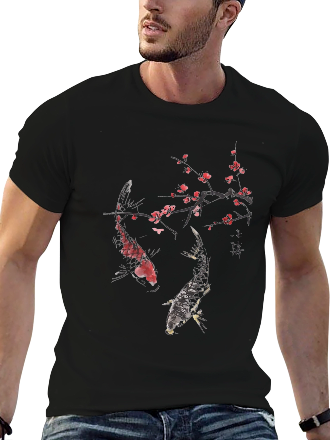 Koi Fish & Cherry Blossom Graphic Tee