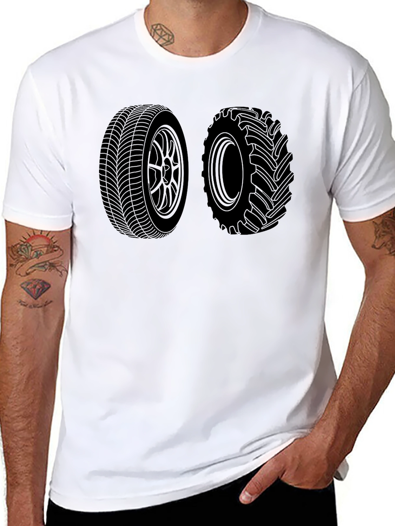 Tire Tracks Black Tee - Automotive Enthusiast Apparel
