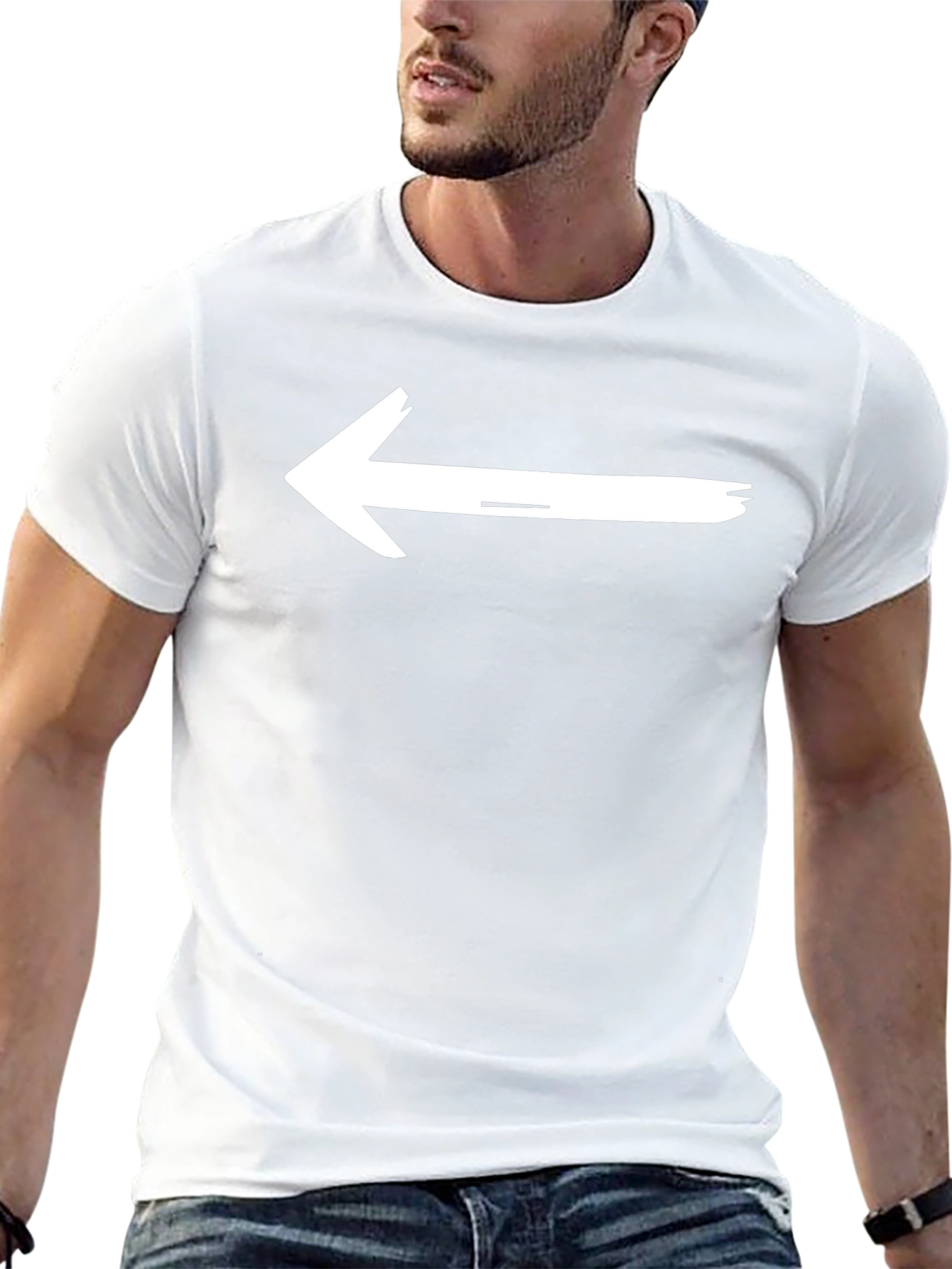 Left Arrow Black T-Shirt - Directional Graphic Tee