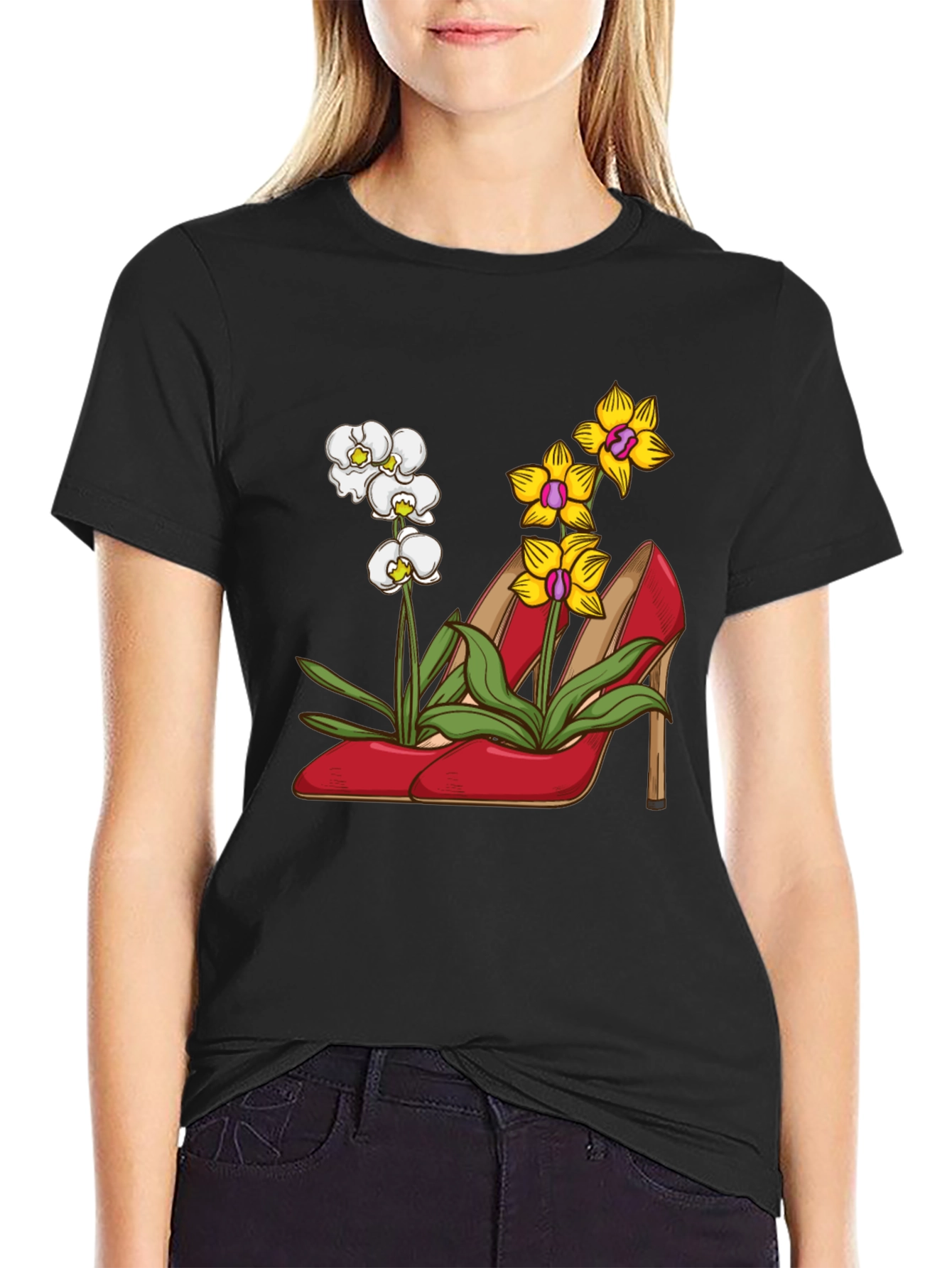 Floral Heels T-Shirt - Unique Graphic Tee