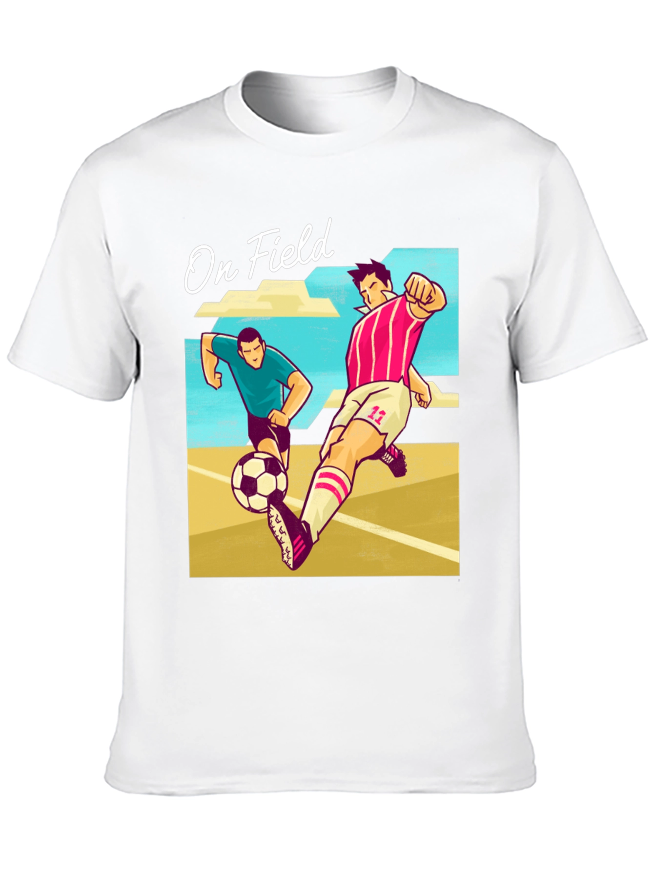 On Field Graphic T-Shirt | Soccer Players Cartoon Print