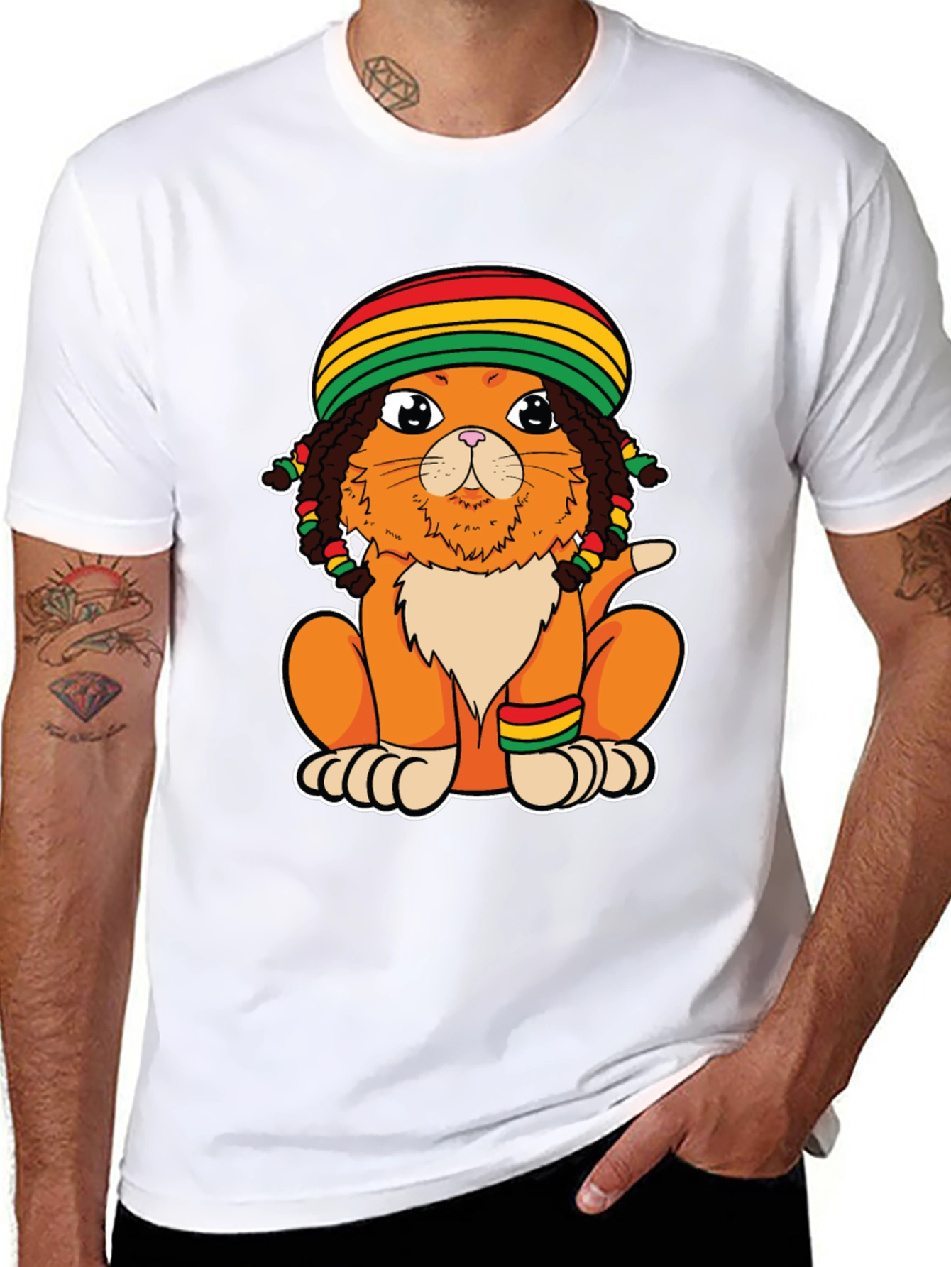 Rasta Cat Graphic Tee - Reggae Style