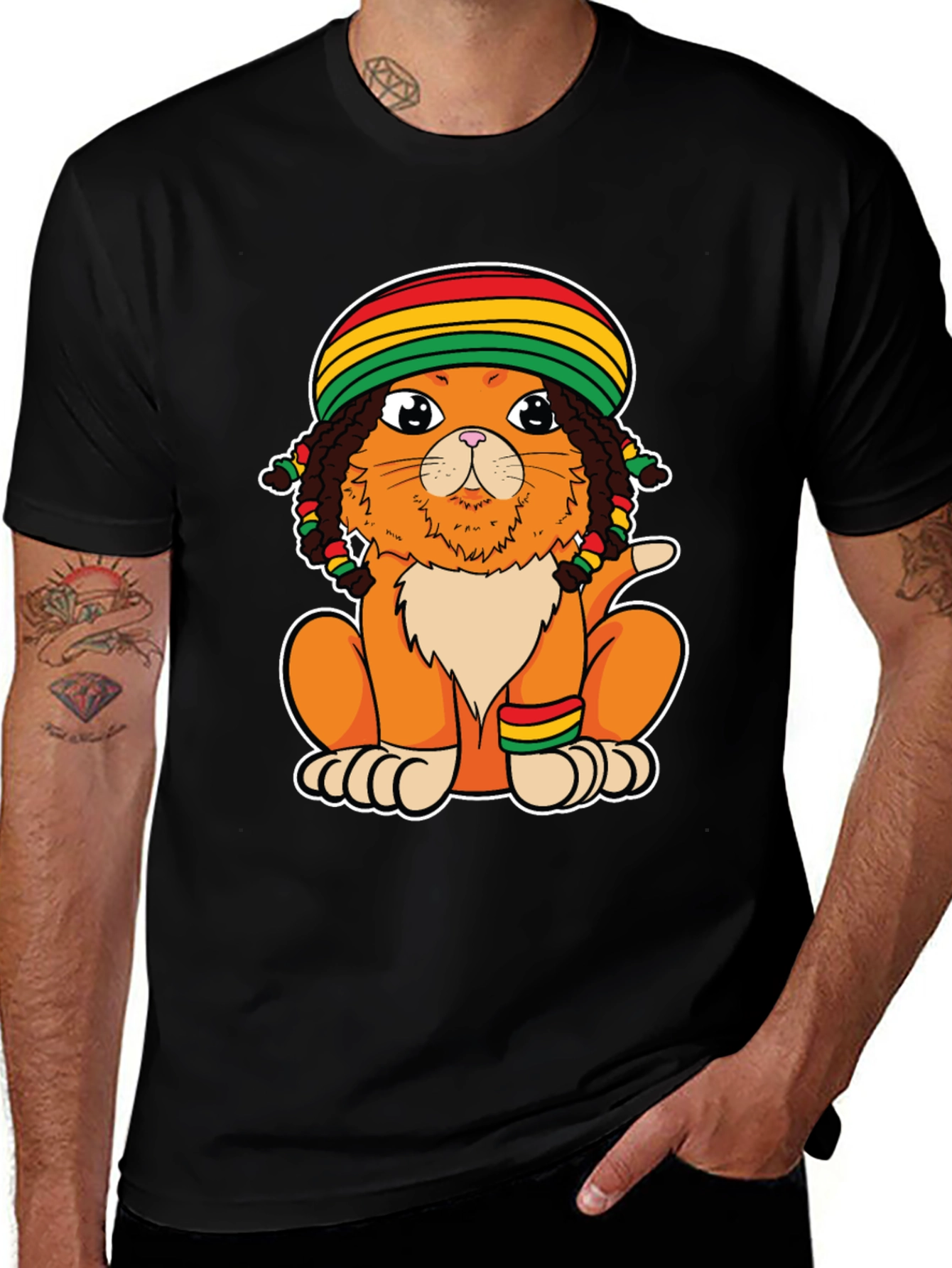 Rasta Cat Graphic Tee - Reggae Style