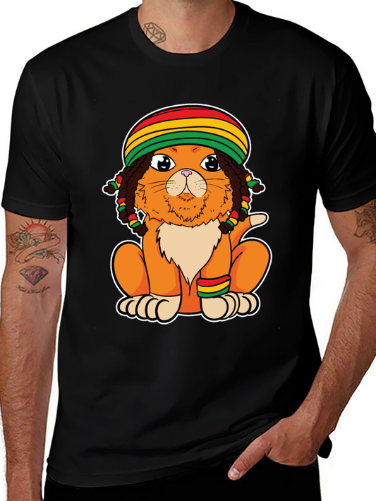 Rasta Cat Graphic Tee - Reggae Style