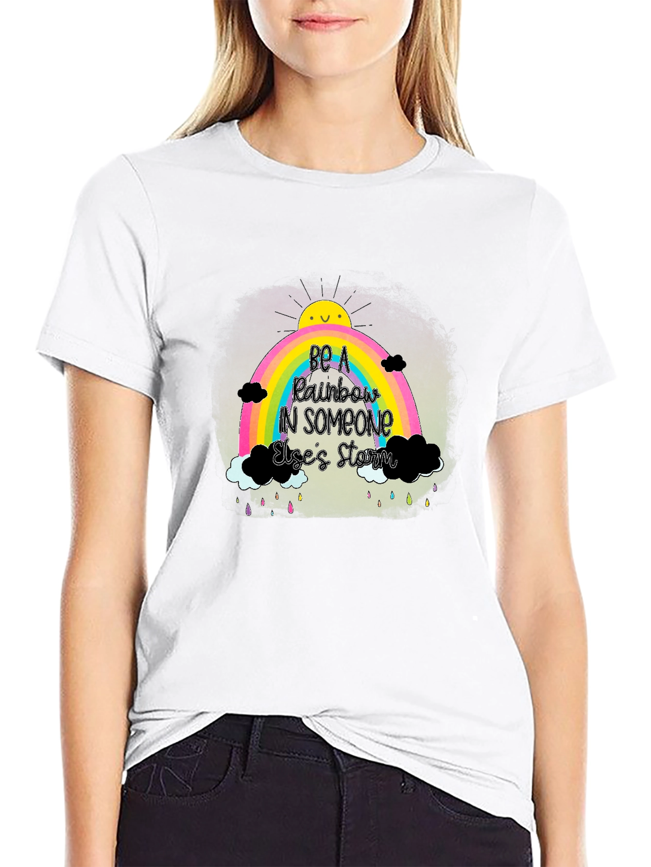 Be a Rainbow Graphic Tee - Positive Vibes